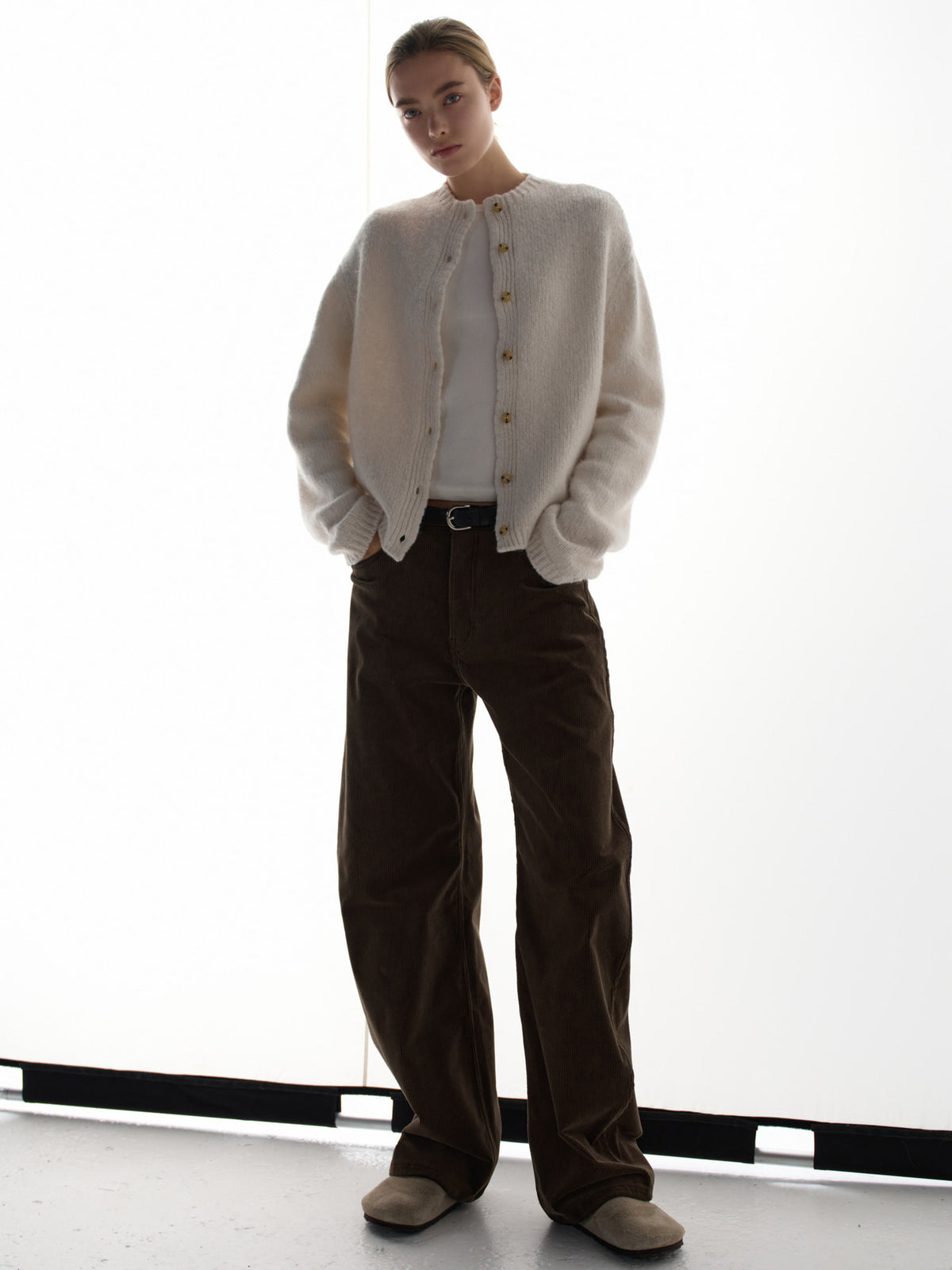Alpaca Mock-neck Cardigan_ivory