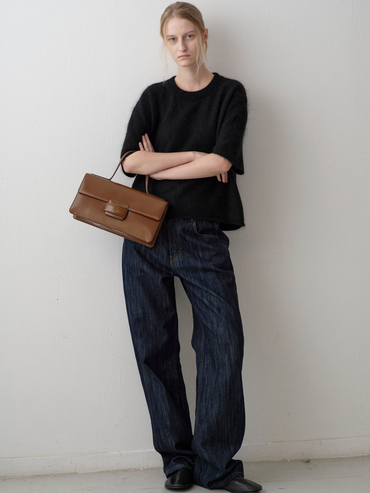 Mohair Half Sleeve Sweater_black