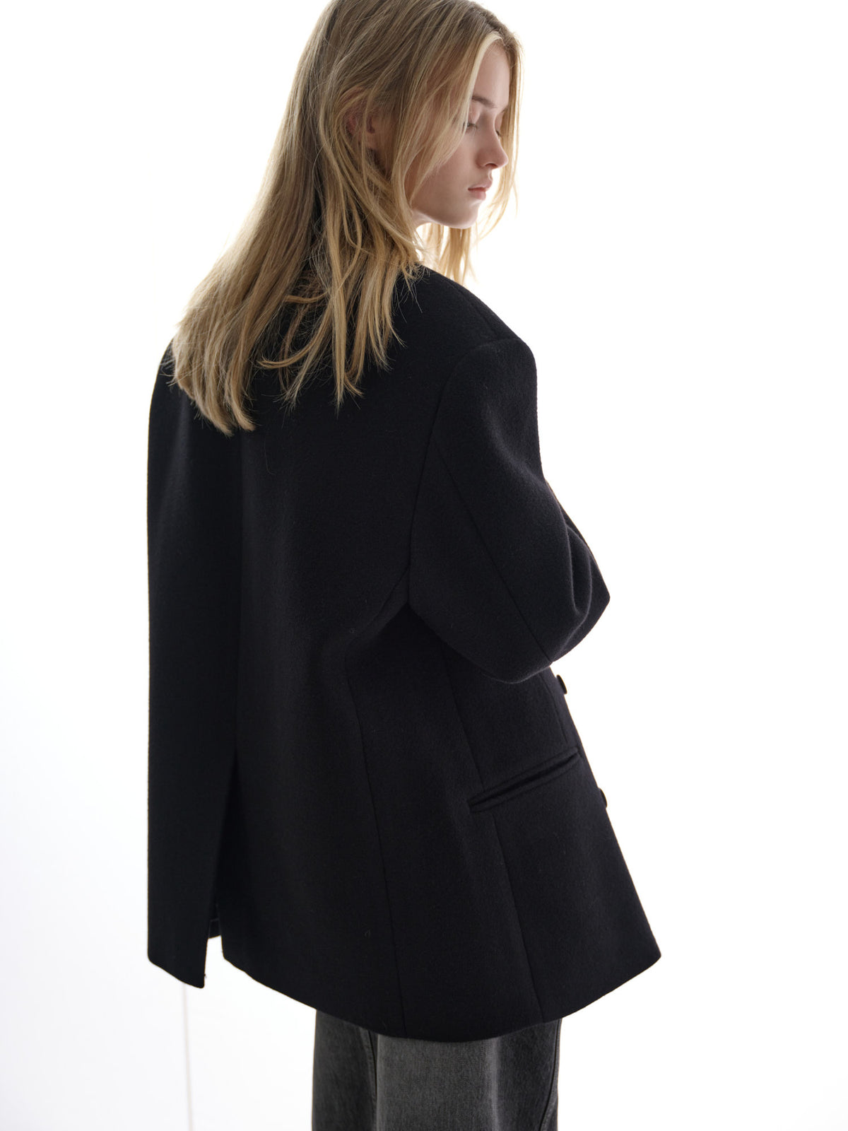Cashmere Double Half Coat_black