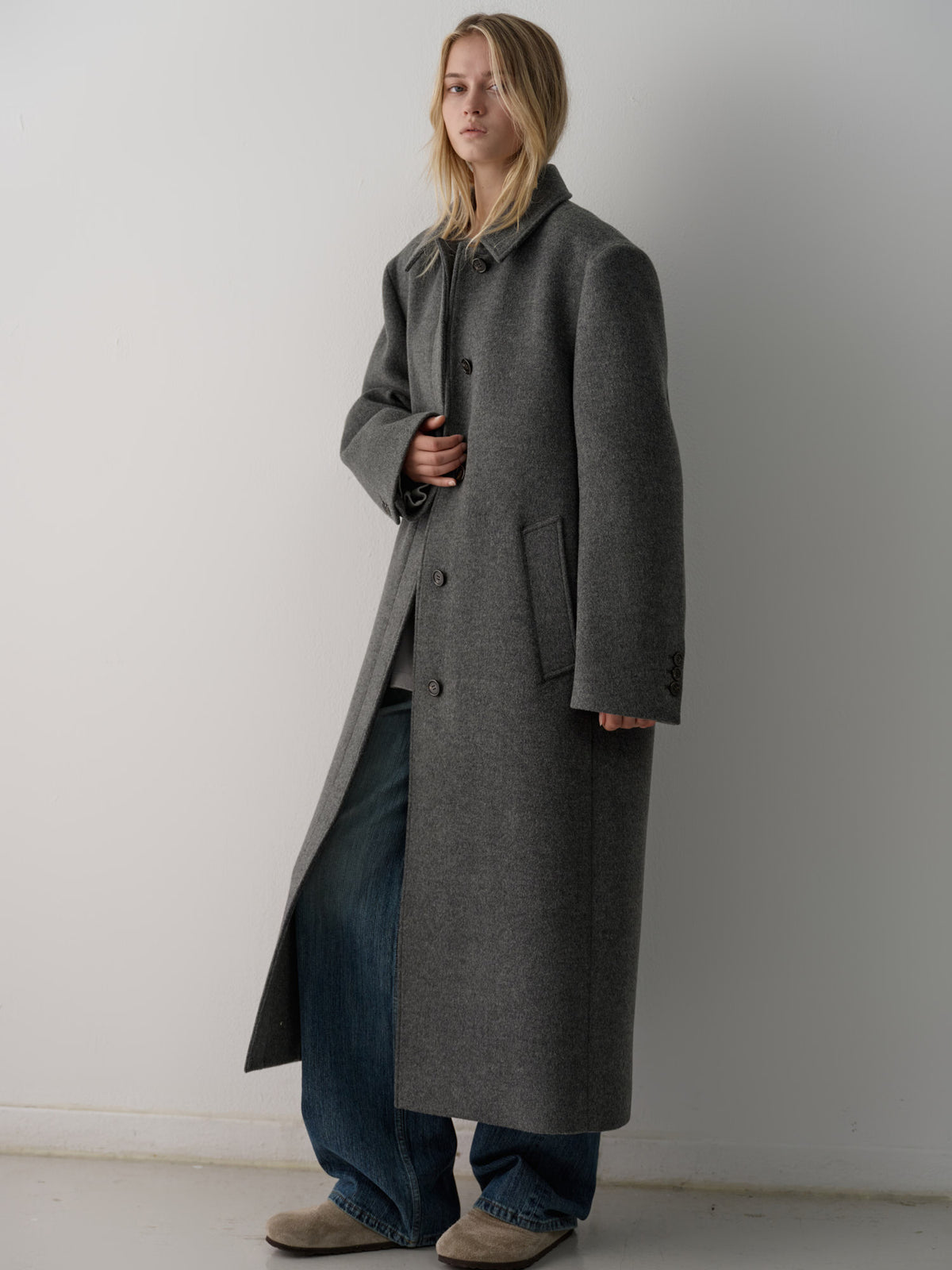 Cashmere Straight Mac Coat_charcoal