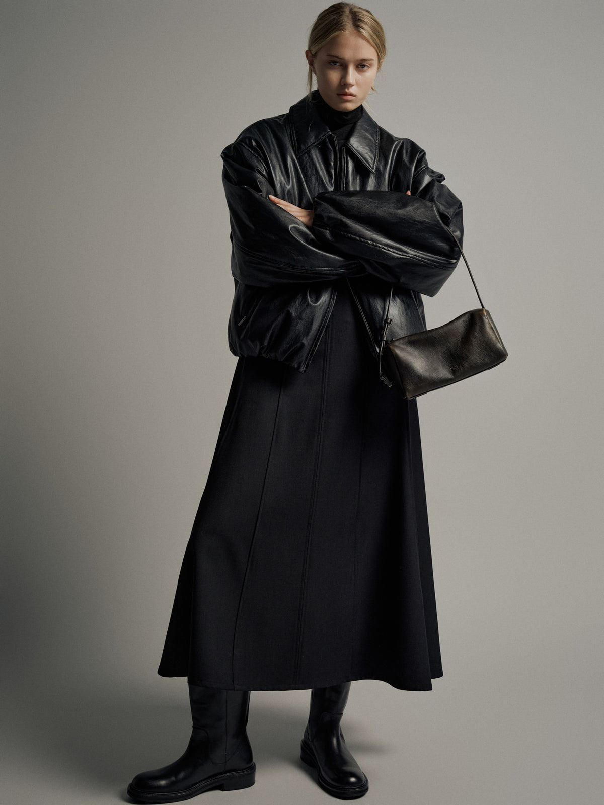 Leather Bomber Jacket_black