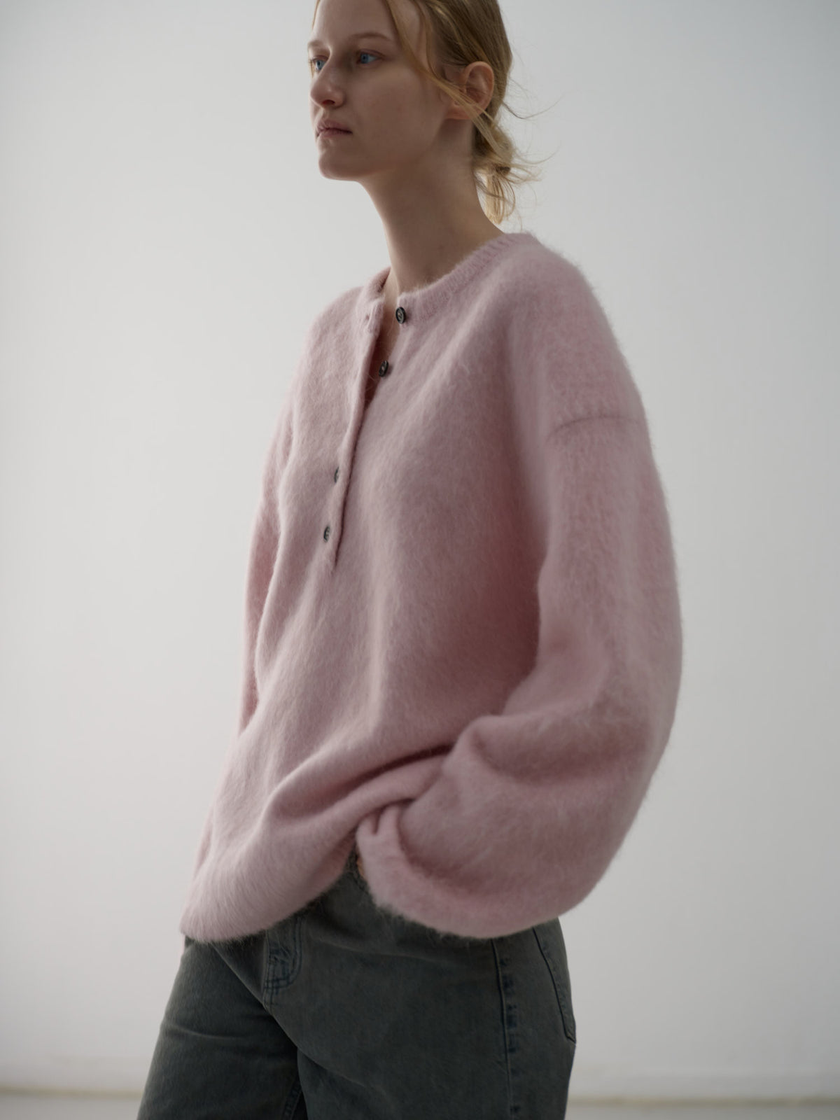 Alpaca Henley Neck Sweater_pink