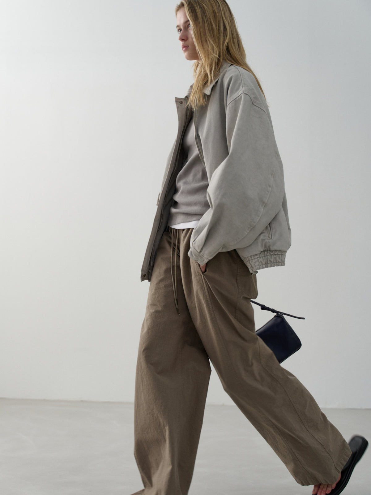 Oversized Fit Utility Cotton Blouson_sand grey
