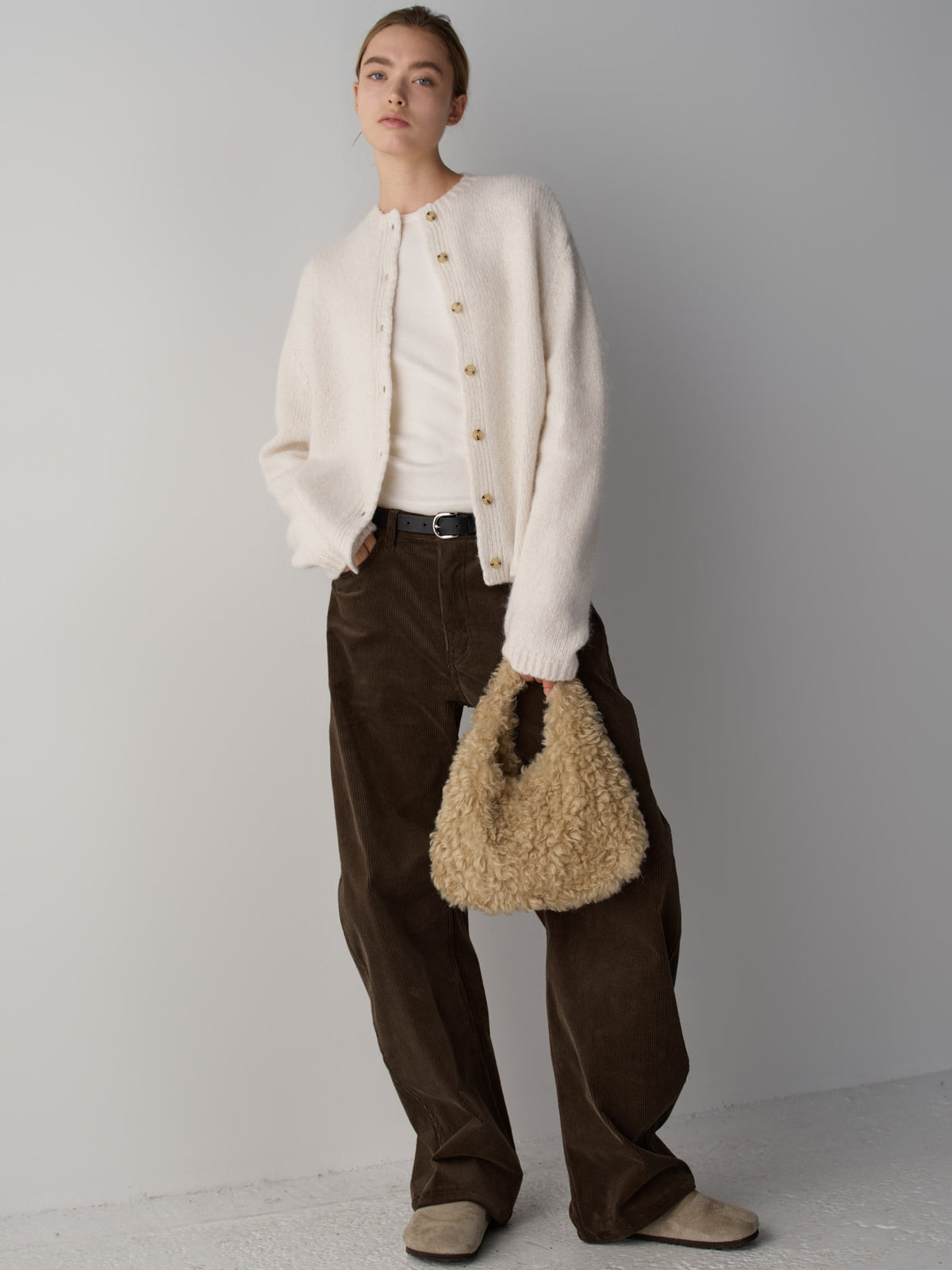 Alpaca Mock-neck Cardigan_ivory