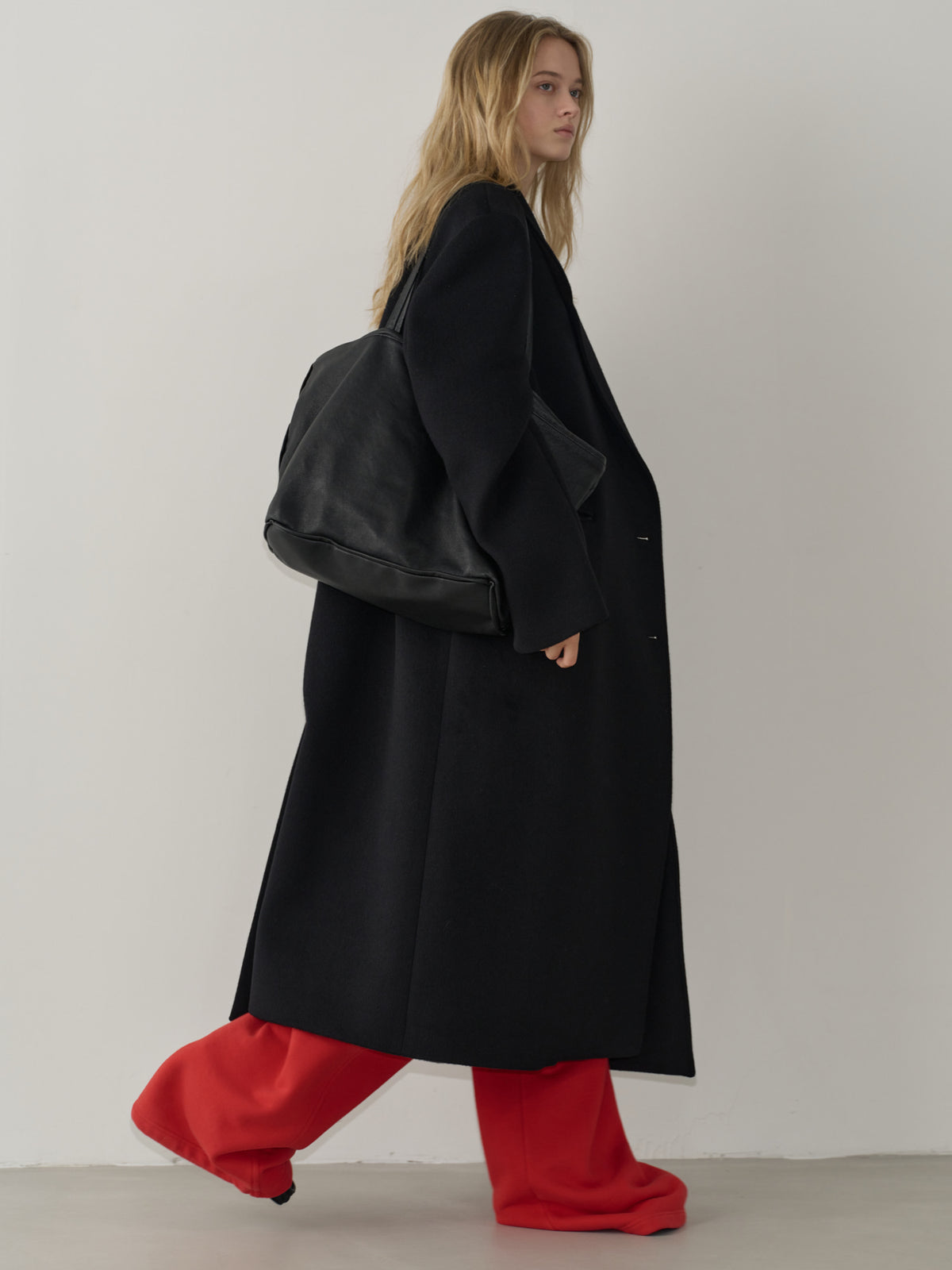 Cashmere Stand Collar Coat_black