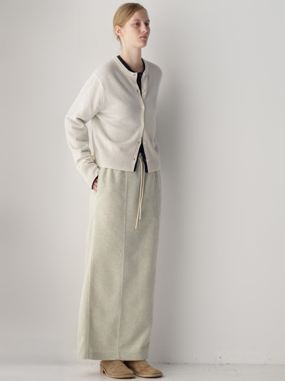 Wool Fleece Banding Skirt_oatmeal