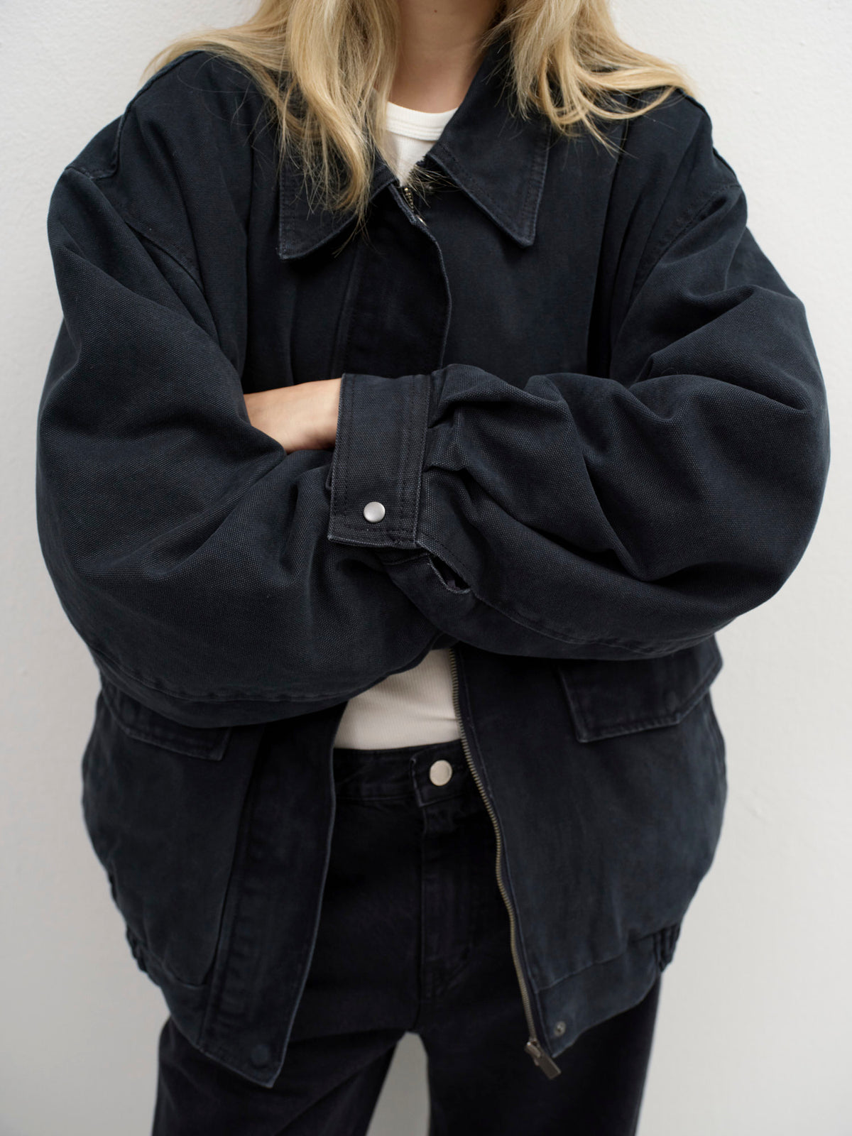Overfit Vintage Cotton Blouson_Blue Charcoal