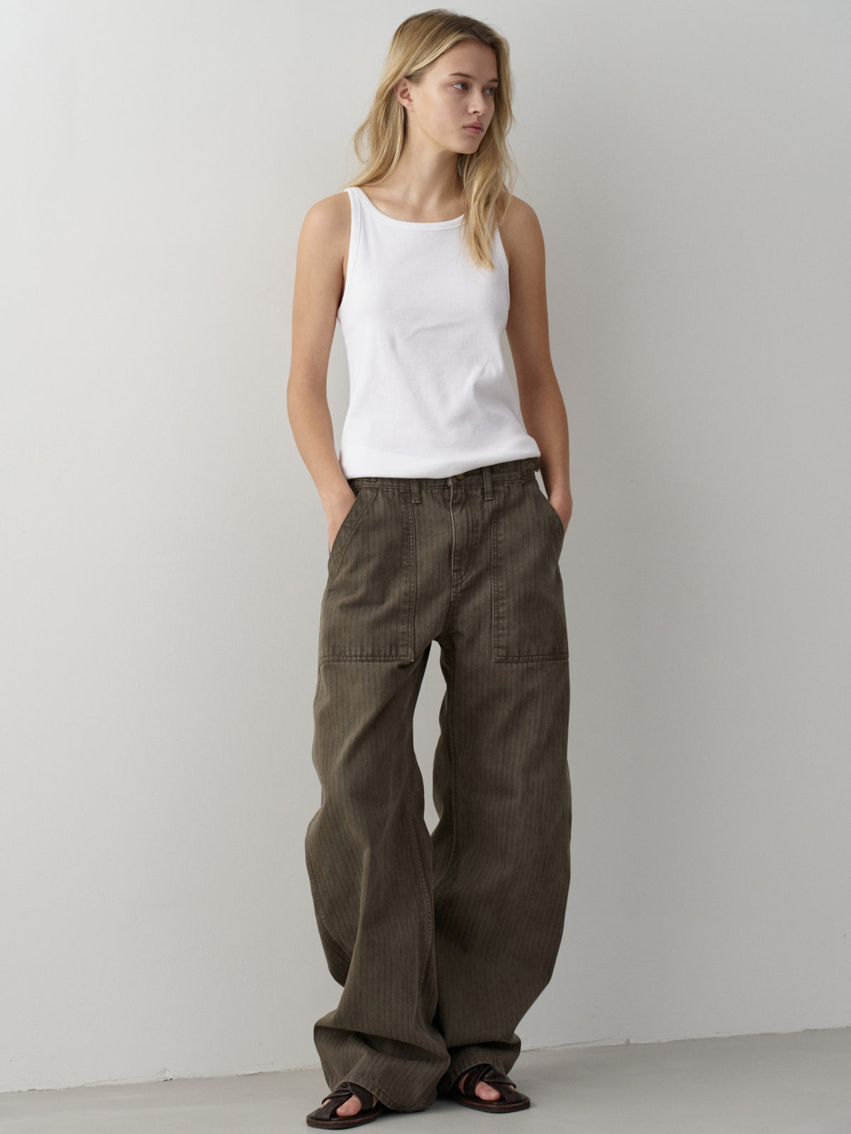 Denim Round Work Pants_khaki