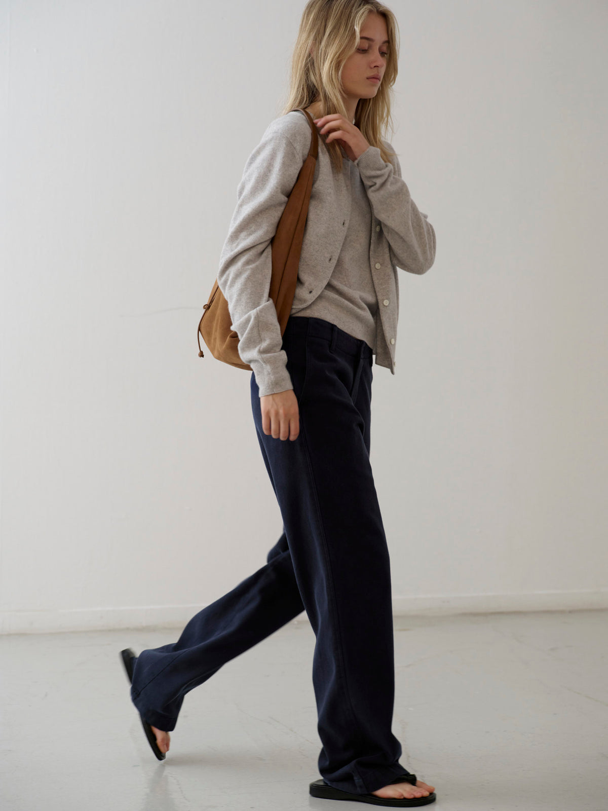Washed Cotton Straight Pants_navy