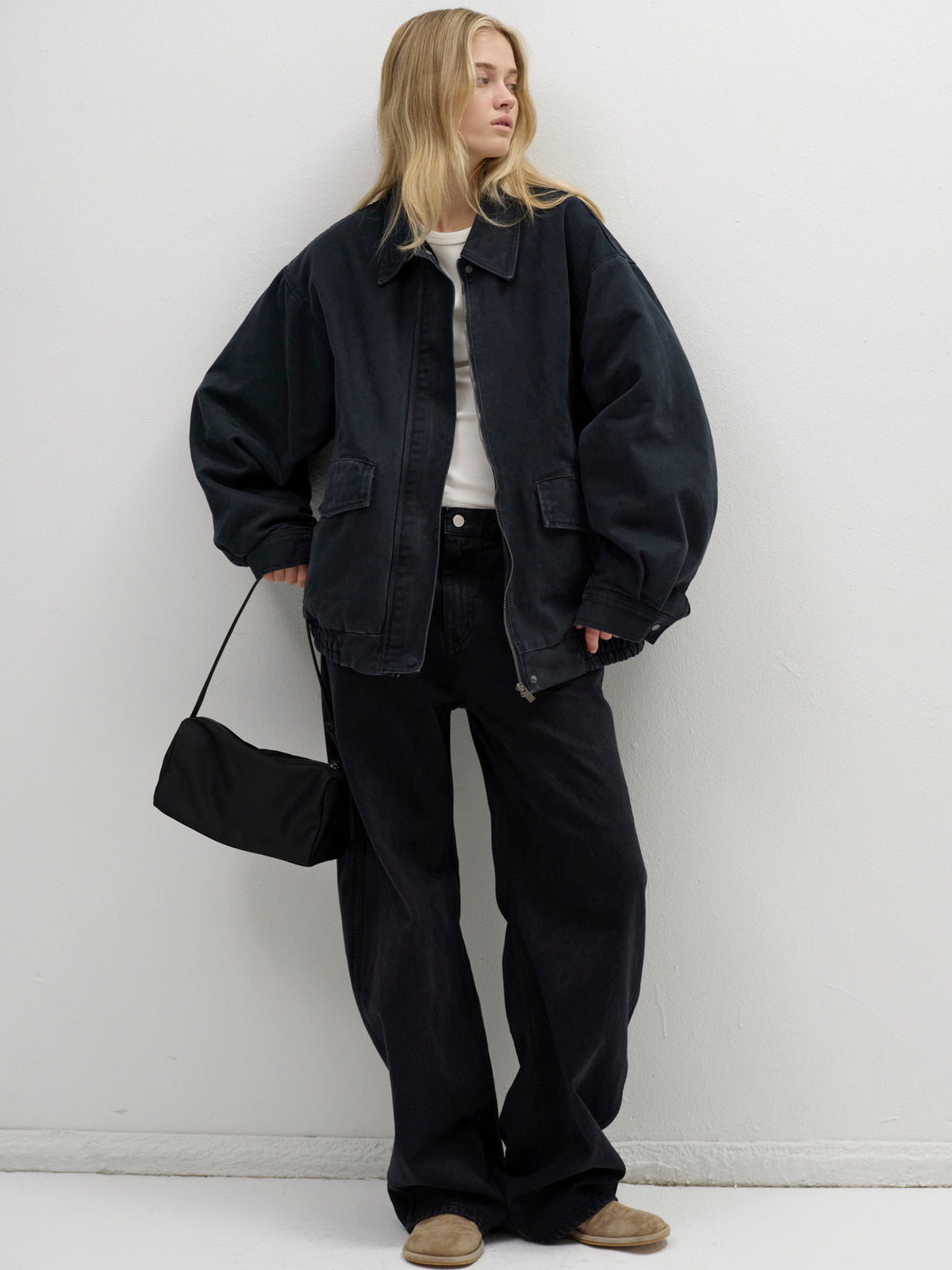 Overfit Vintage Cotton Blouson_Blue Charcoal