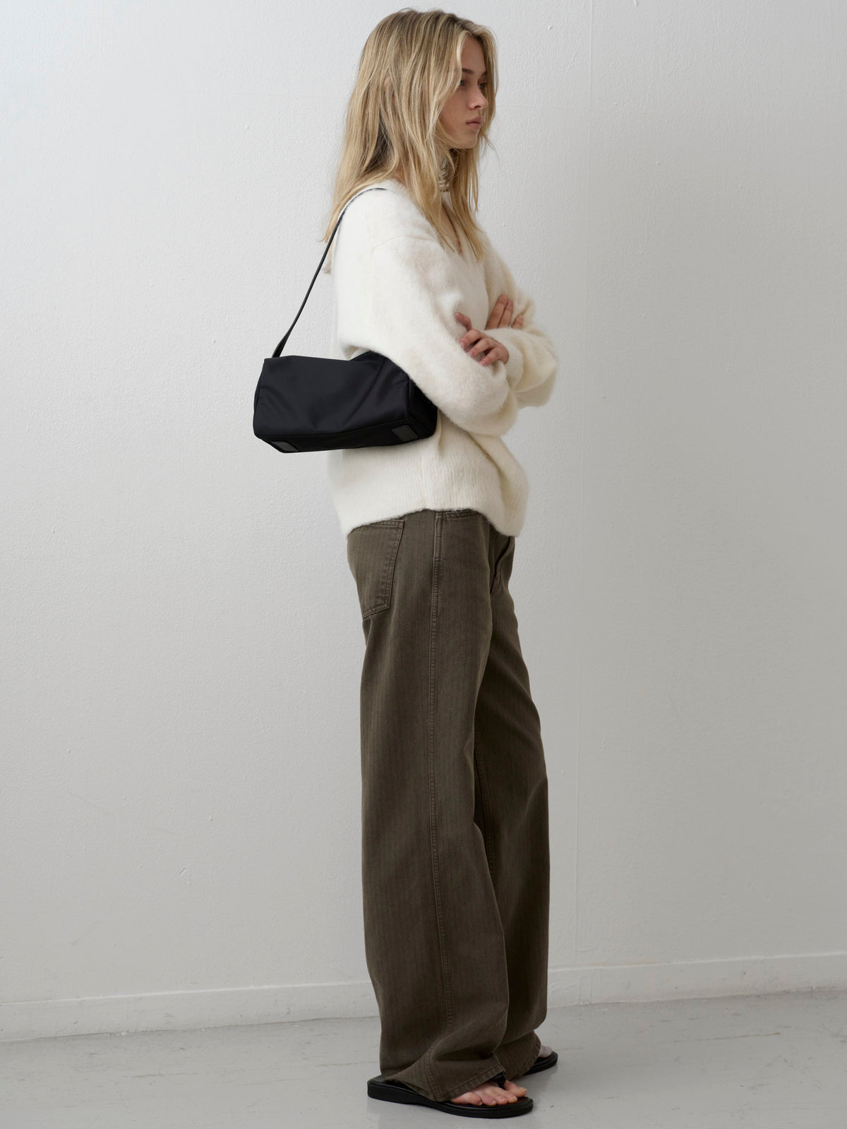 Striped Straight Denim_khaki