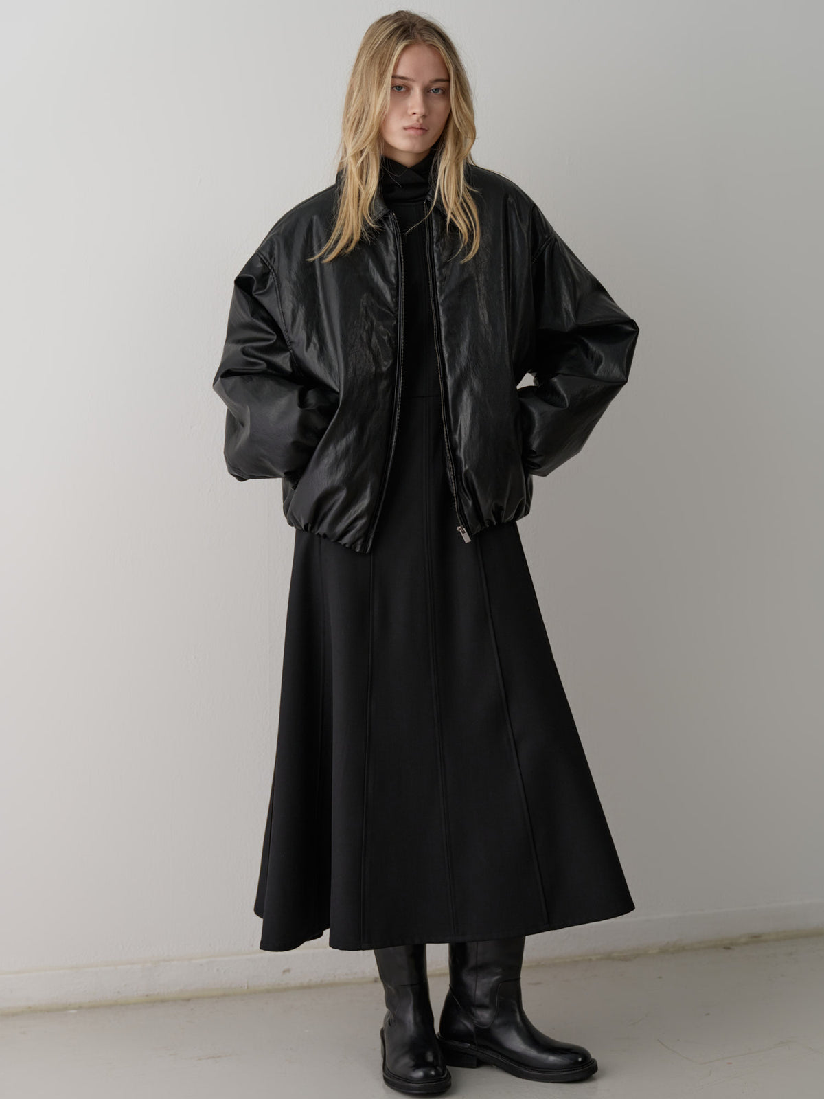 Leather Bomber Jacket_black