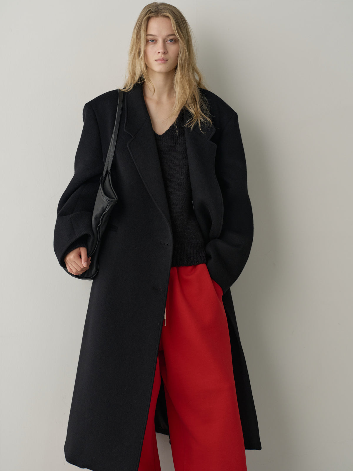 Cashmere Stand Collar Coat_black
