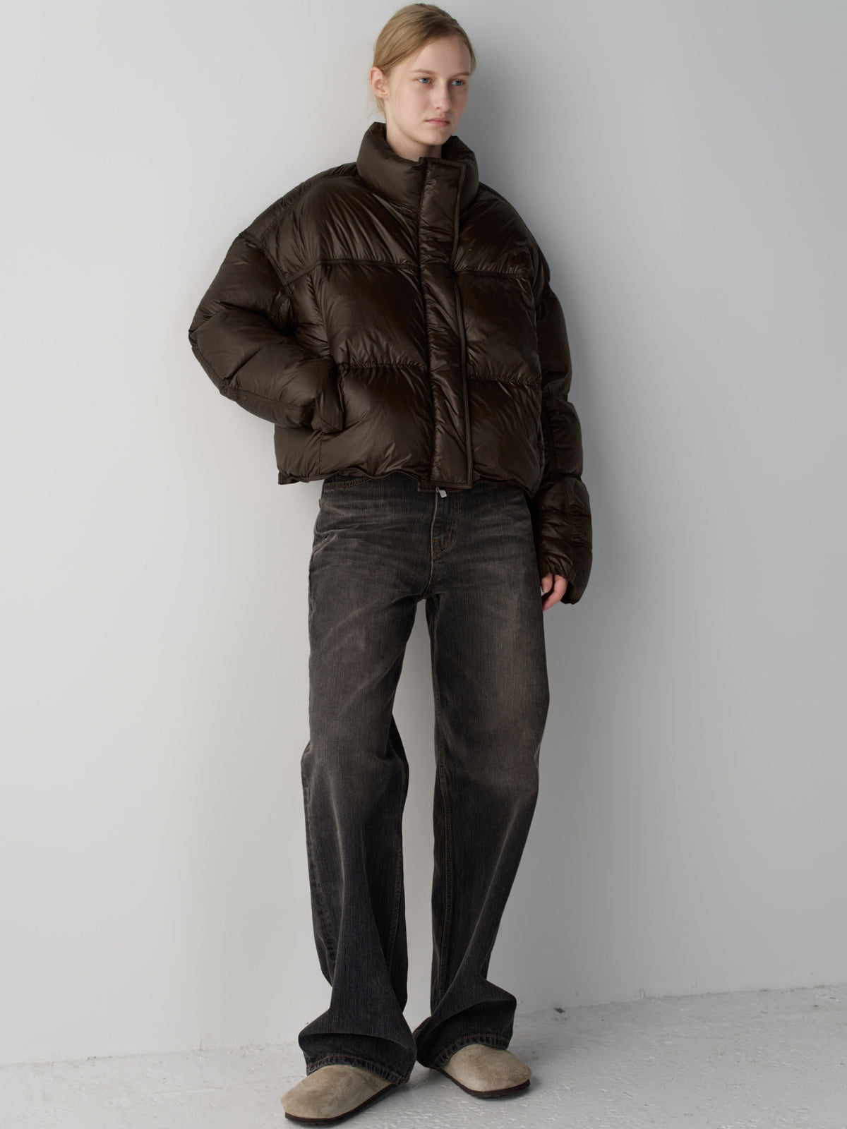 Stitch Goose Down Crop Padding_brown
