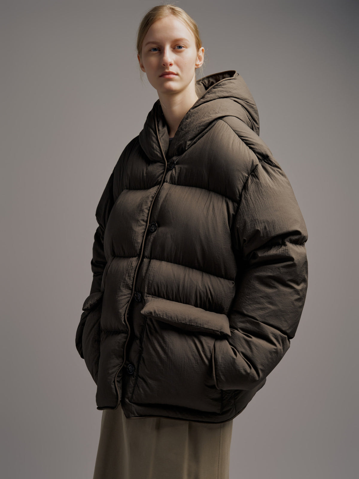 Goose Down Hooded Puffer_brown