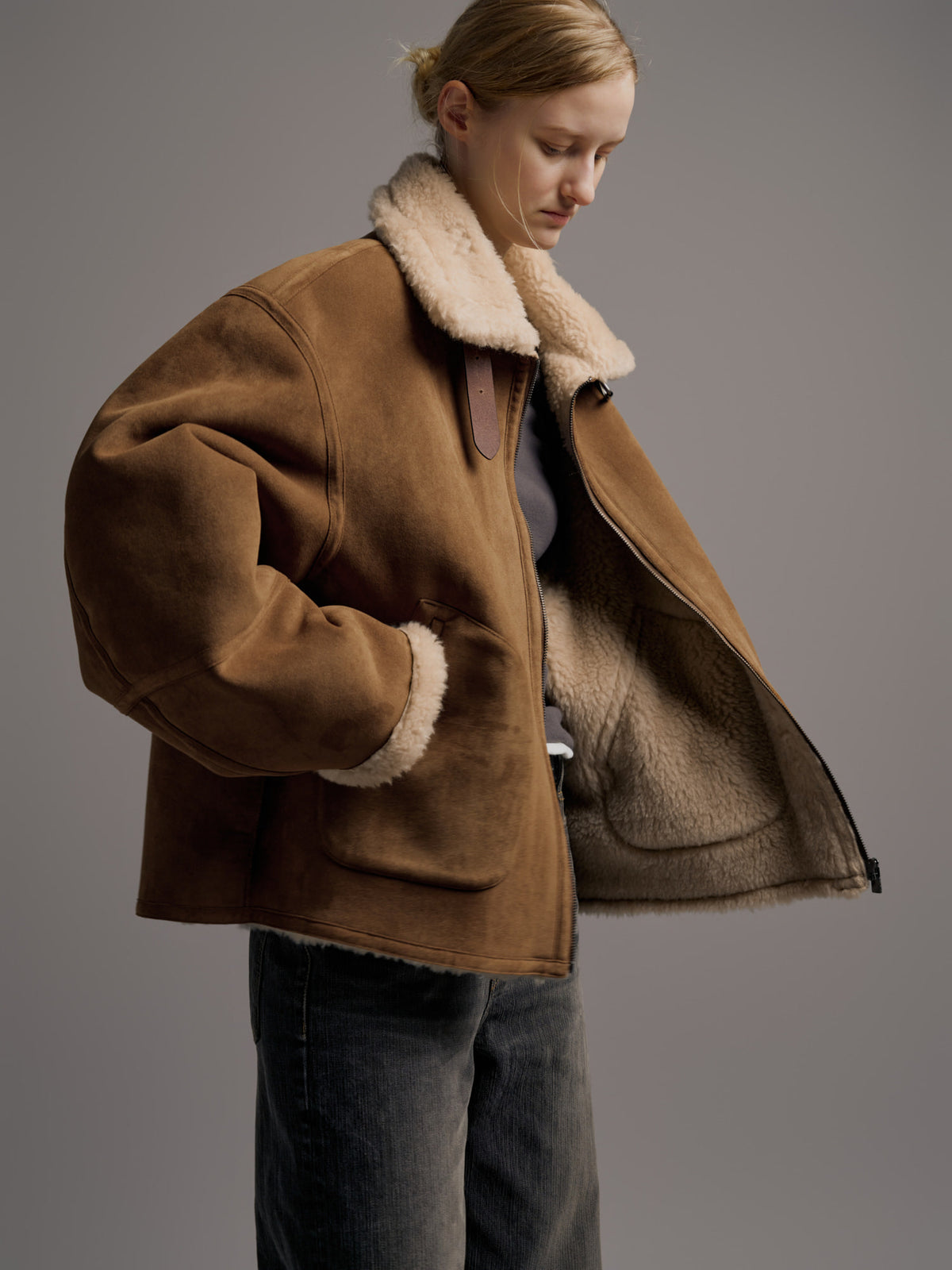 Lambswool suede mustang_camel