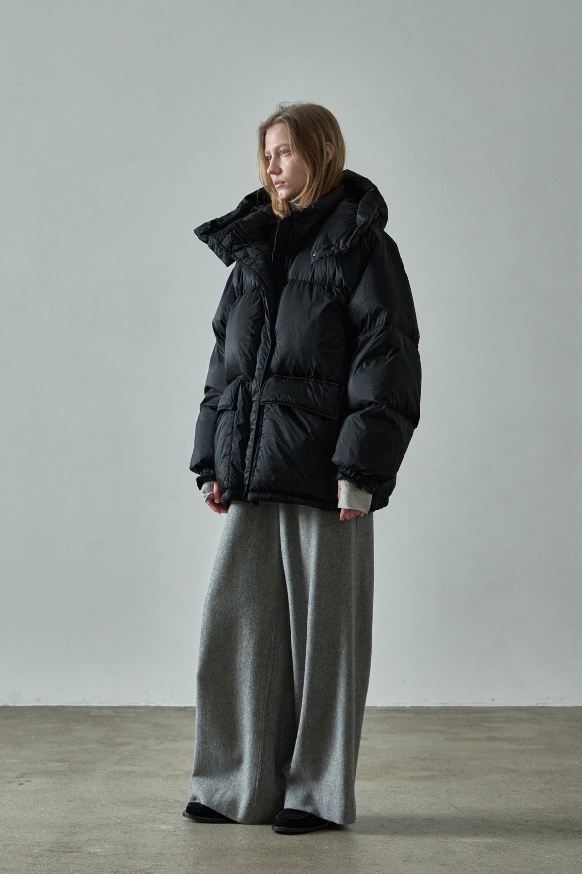 Goose down half padded_black
