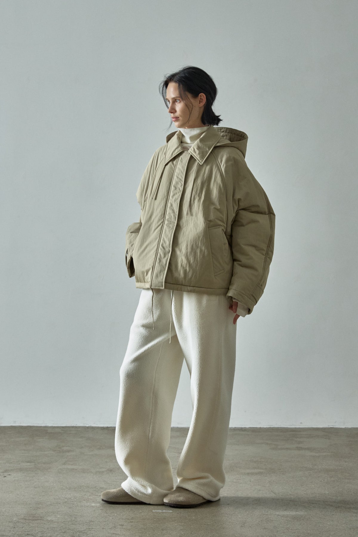 Minimal Hooded Padded Jacket_beige