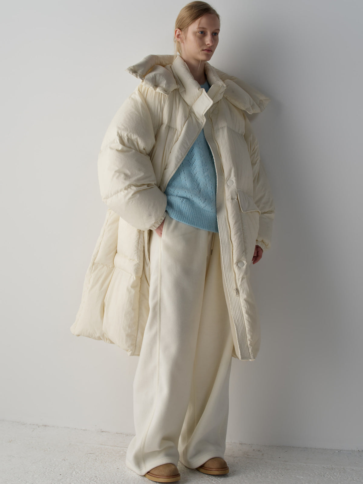 Wool Fleece Banding Pants_ivory