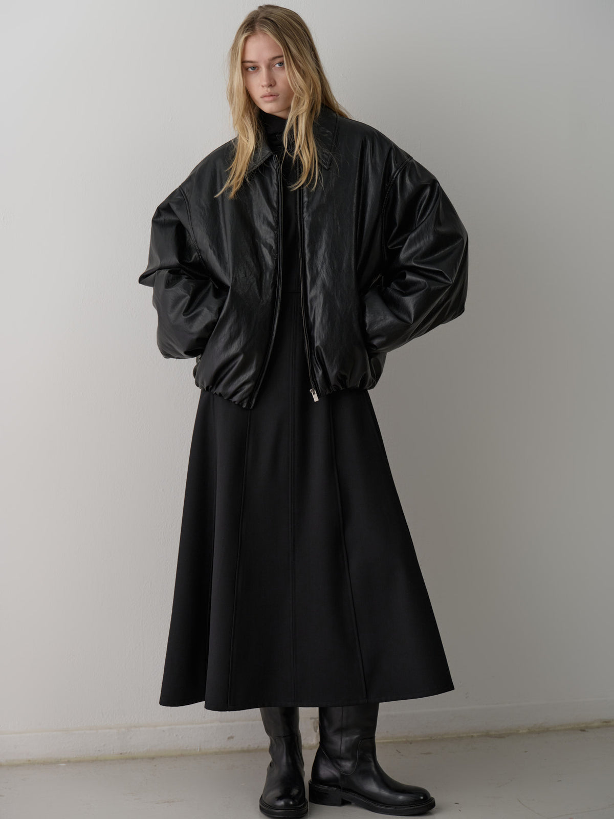 Leather Bomber Jacket_black