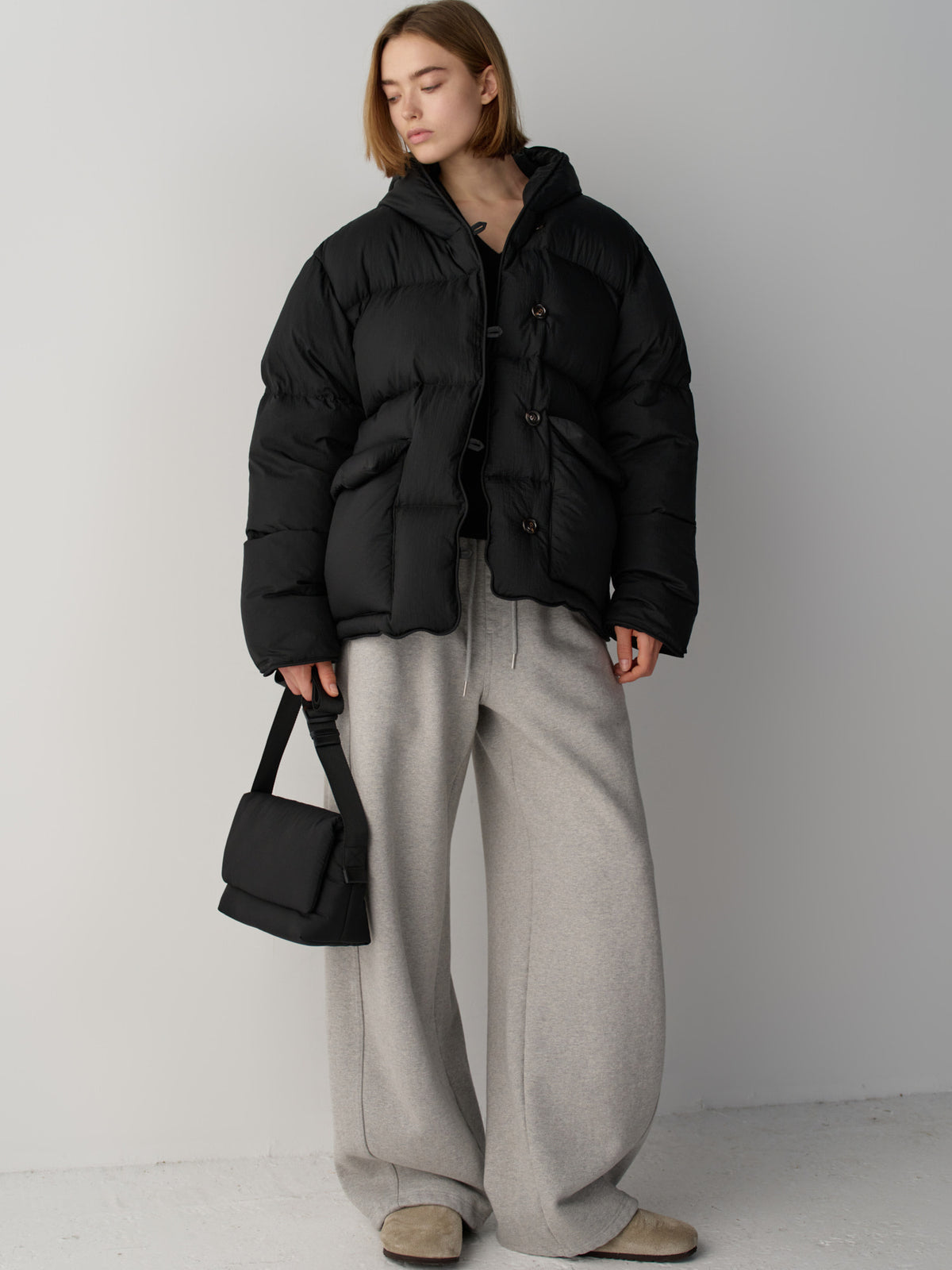 Curved Warm Sweatpants_melange grey