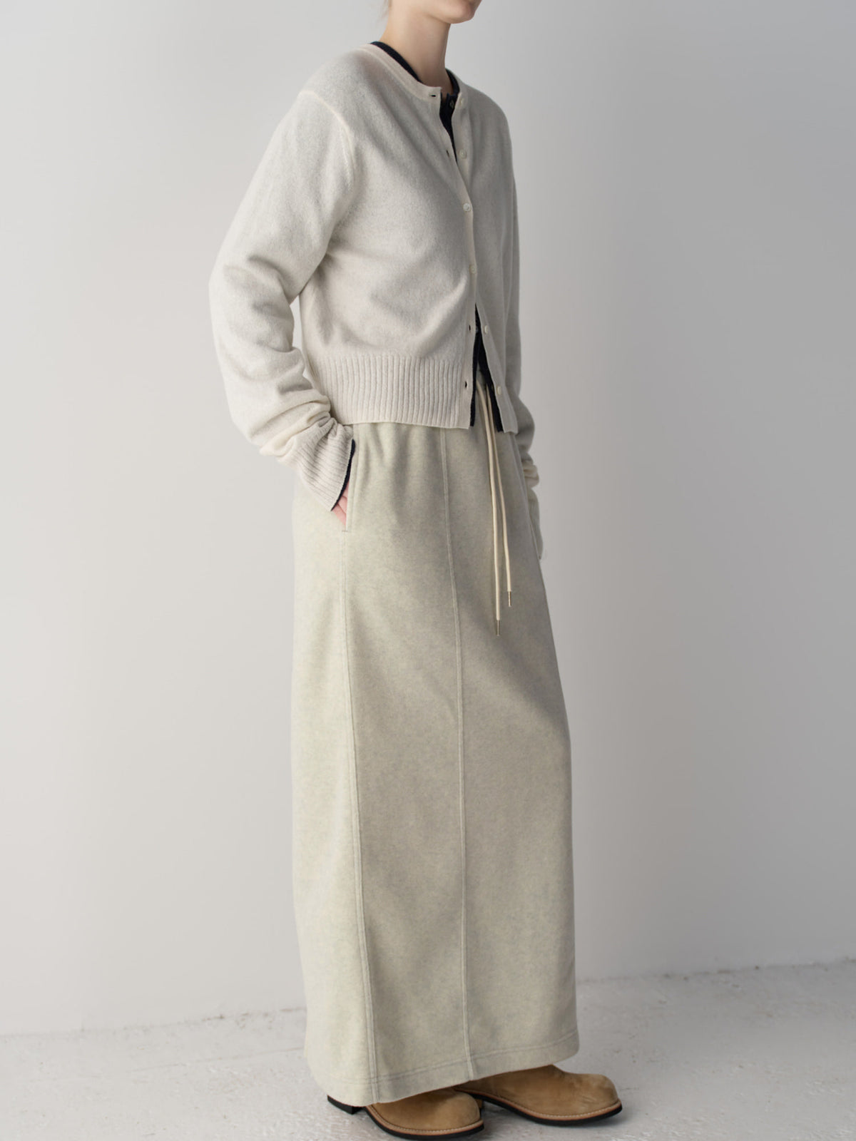 Wool Fleece Banding Skirt_oatmeal