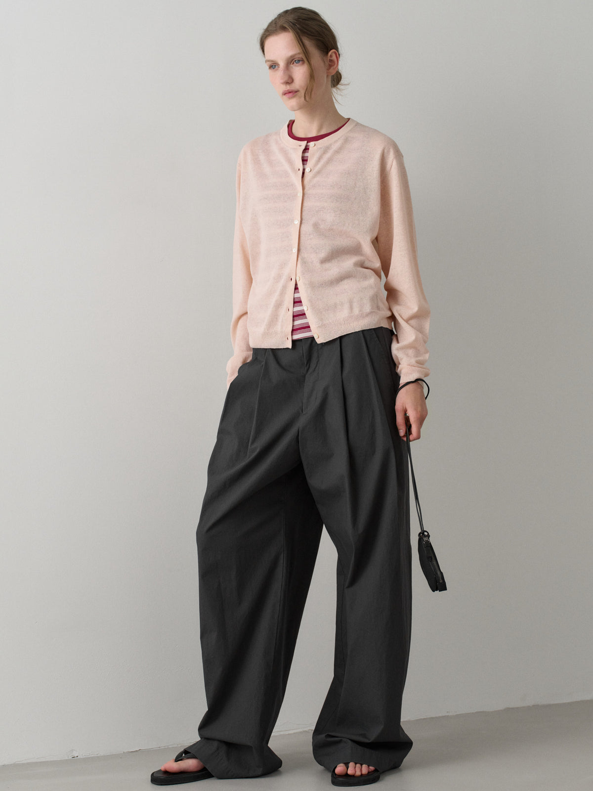 Vintage Cotton Two-Tuck Wide Pants_charcoal