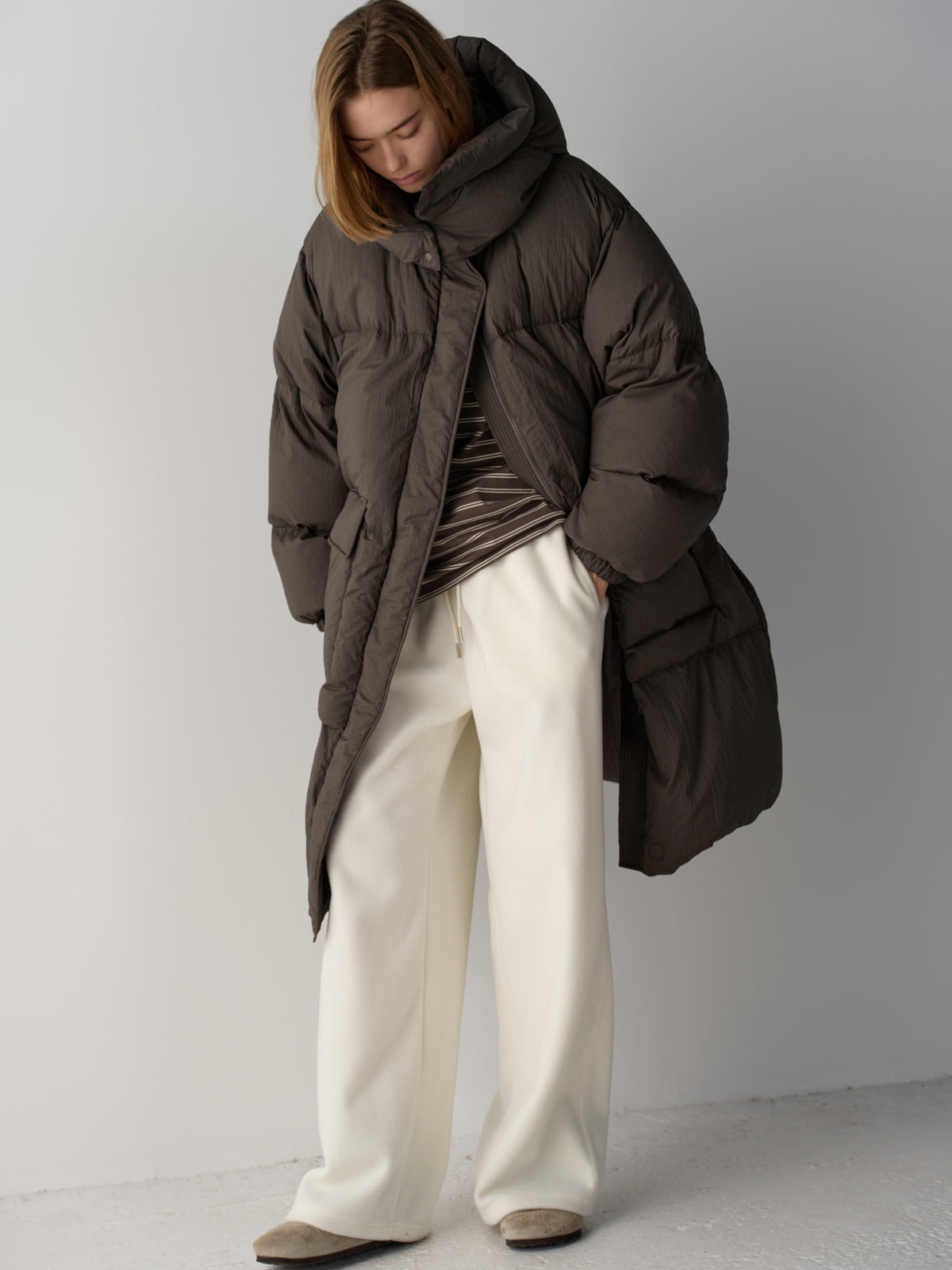Wool Fleece Banding Pants_ivory
