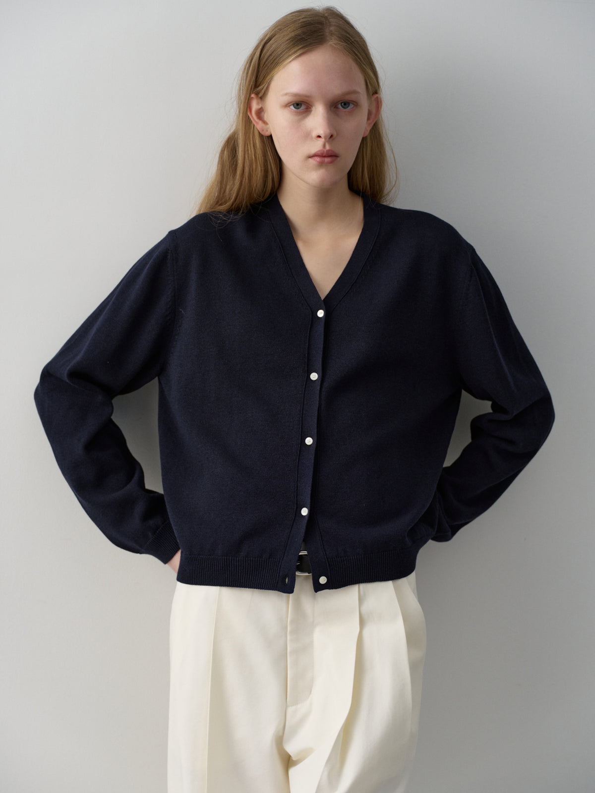 Cotton Two-Tuck Wide Pants_off white