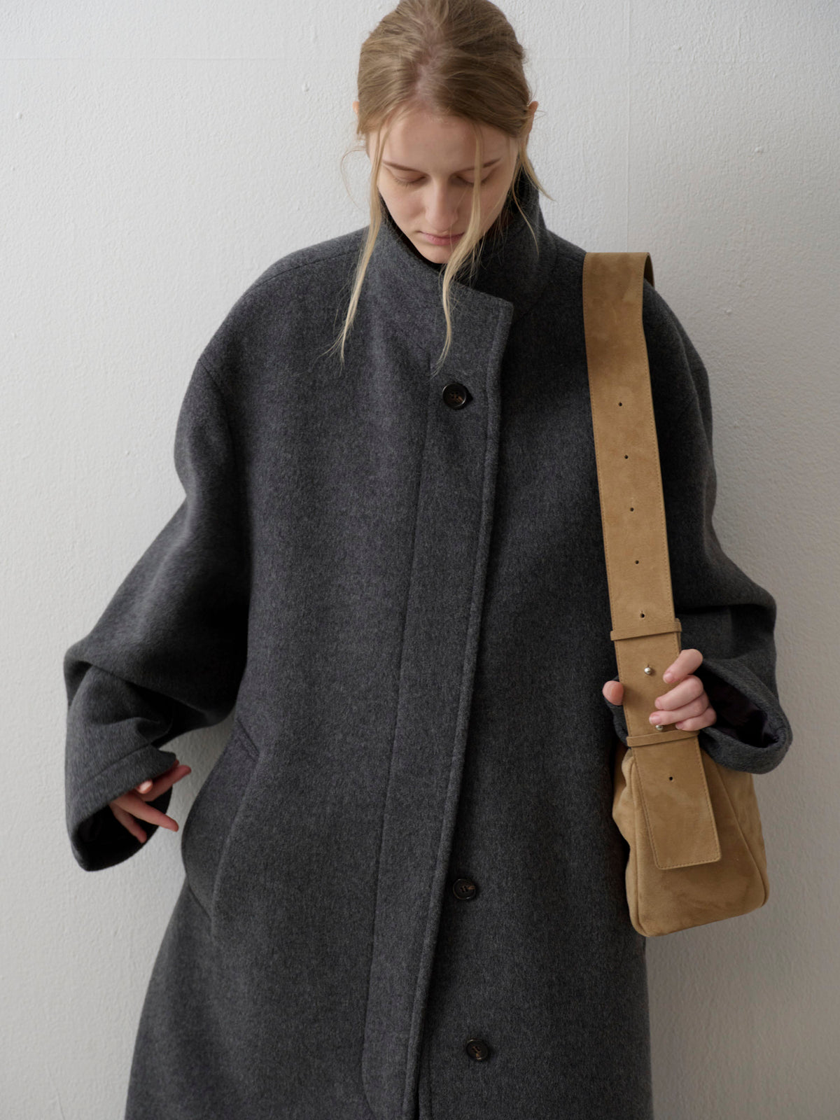 Cashmere High-neck Coat_charcoal