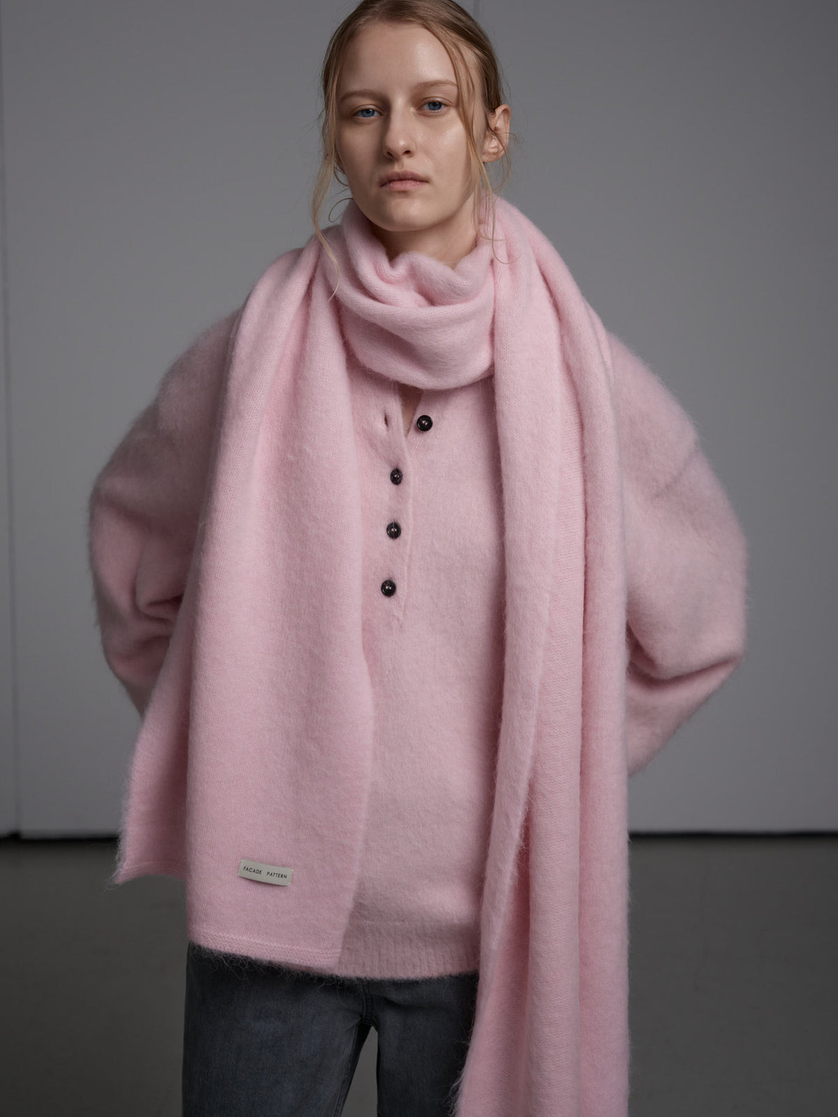 Alpaca Henley Neck Sweater_pink