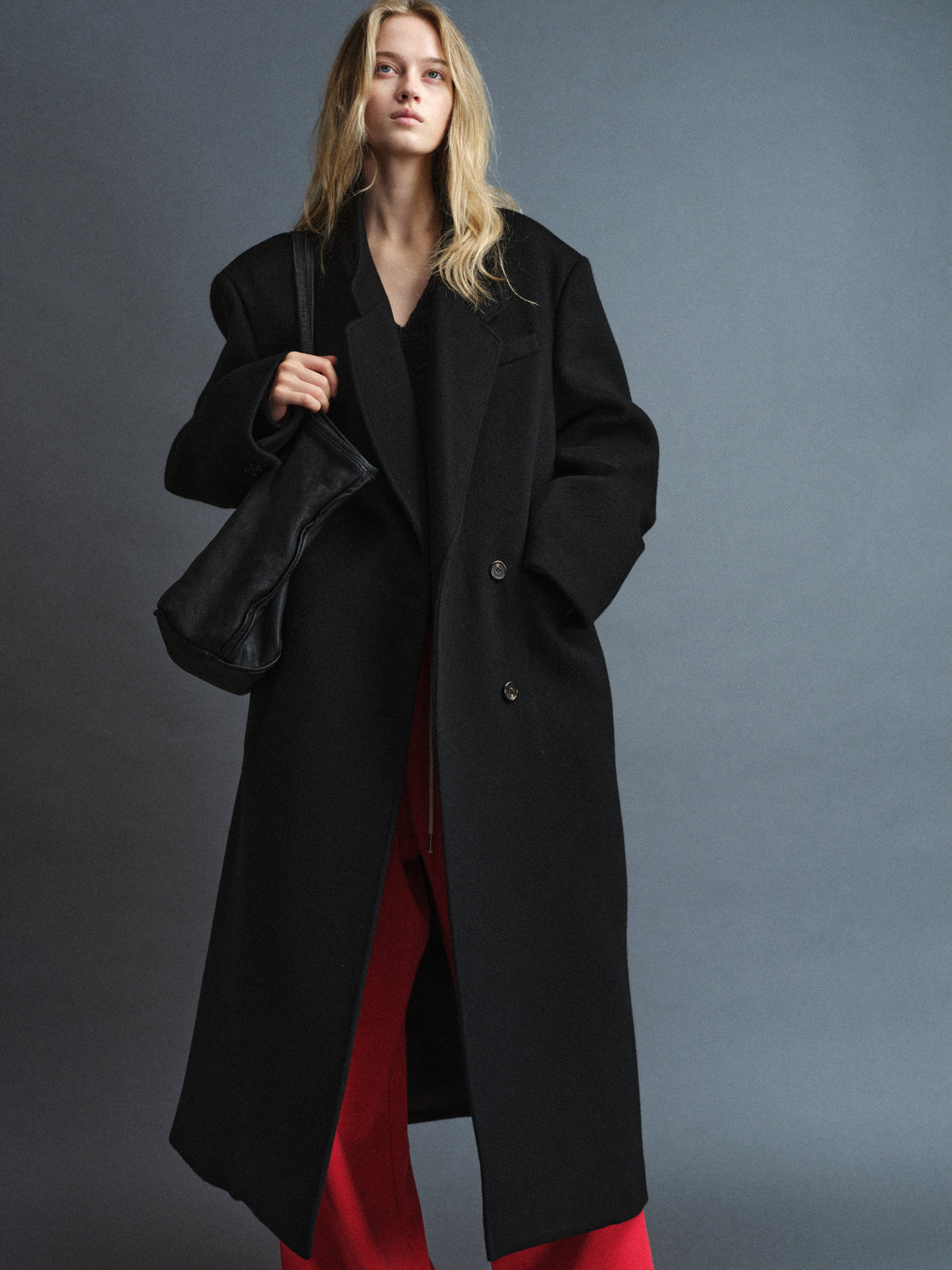 Cashmere Stand Collar Coat_black