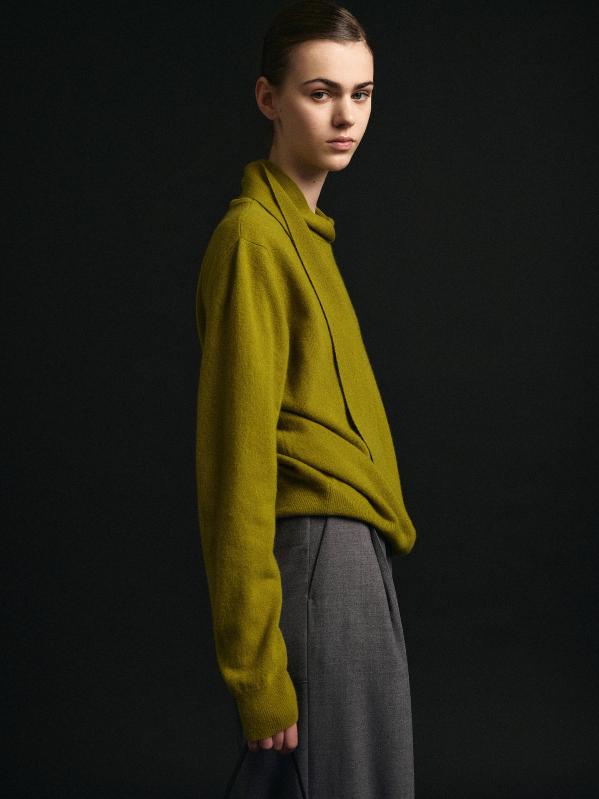 Cashmere Scarf Sweater_olive