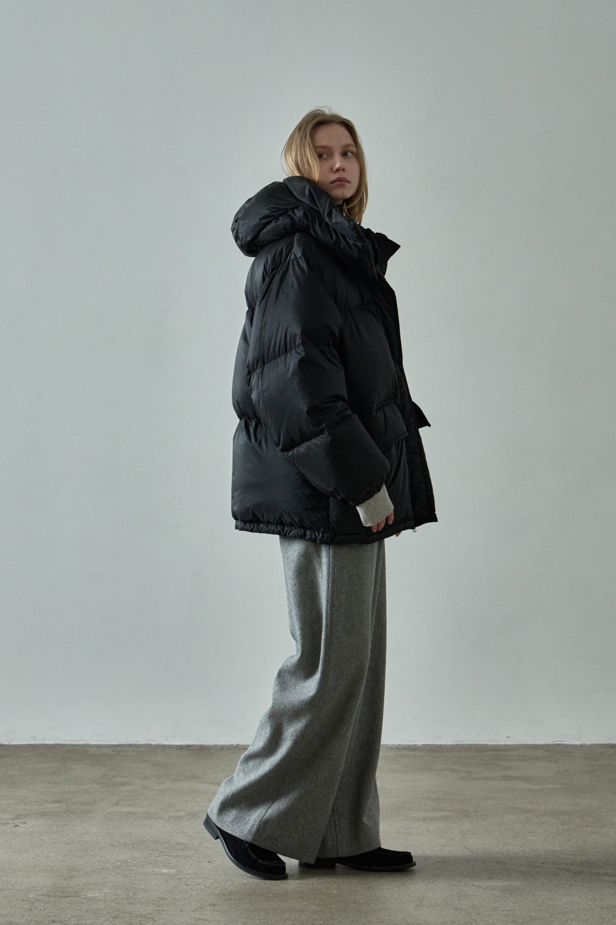 Goose down half padded_black