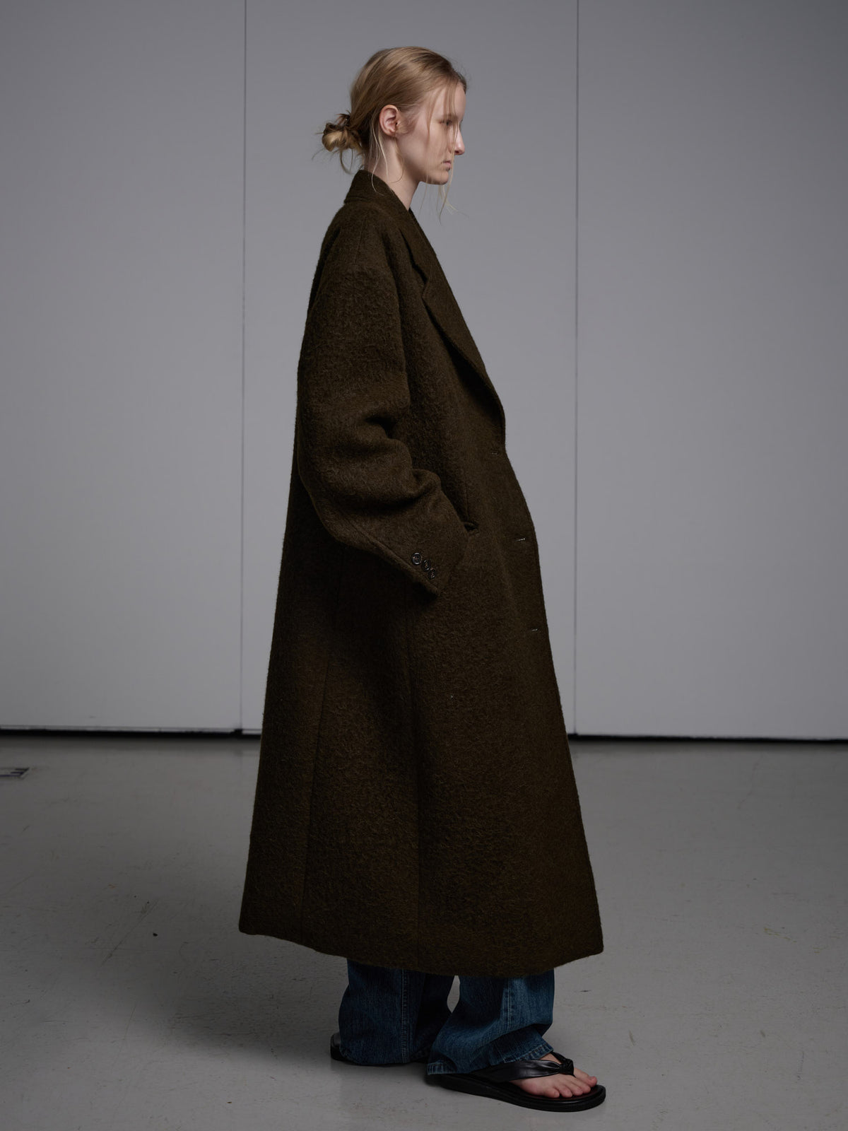 Lama Wool Single Coat_khaki