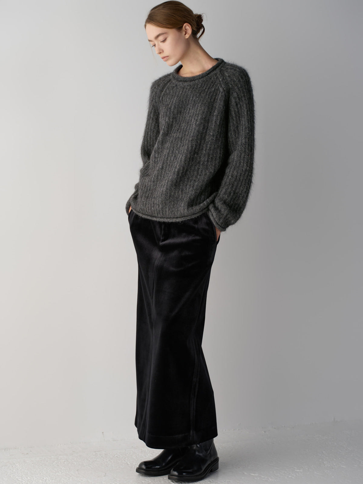 Velvet Maxi Skirt_black