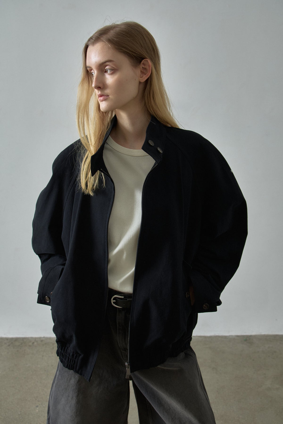 Oversized Fit Cotton Blouson_black