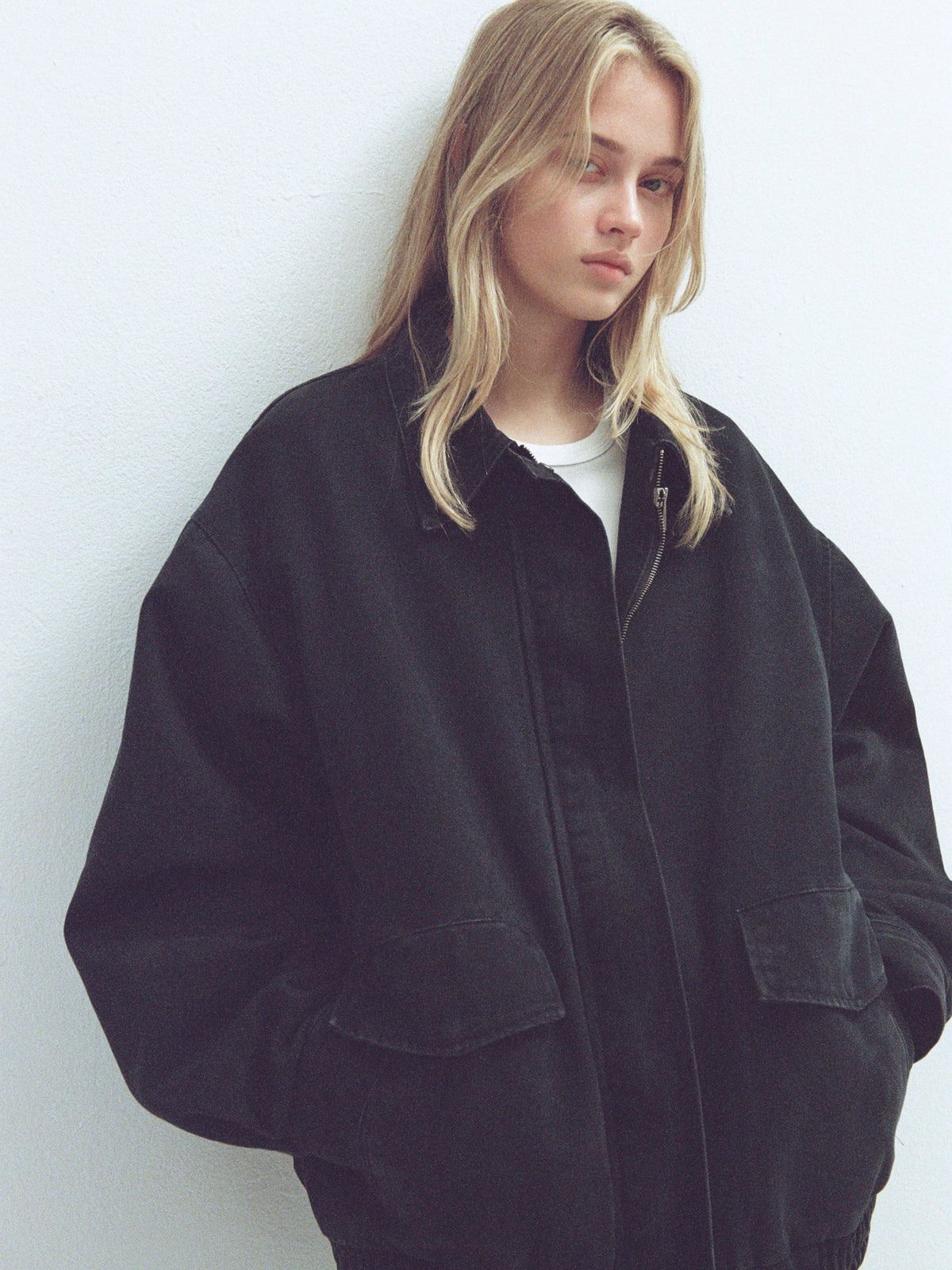 Overfit Vintage Cotton Blouson_Blue Charcoal