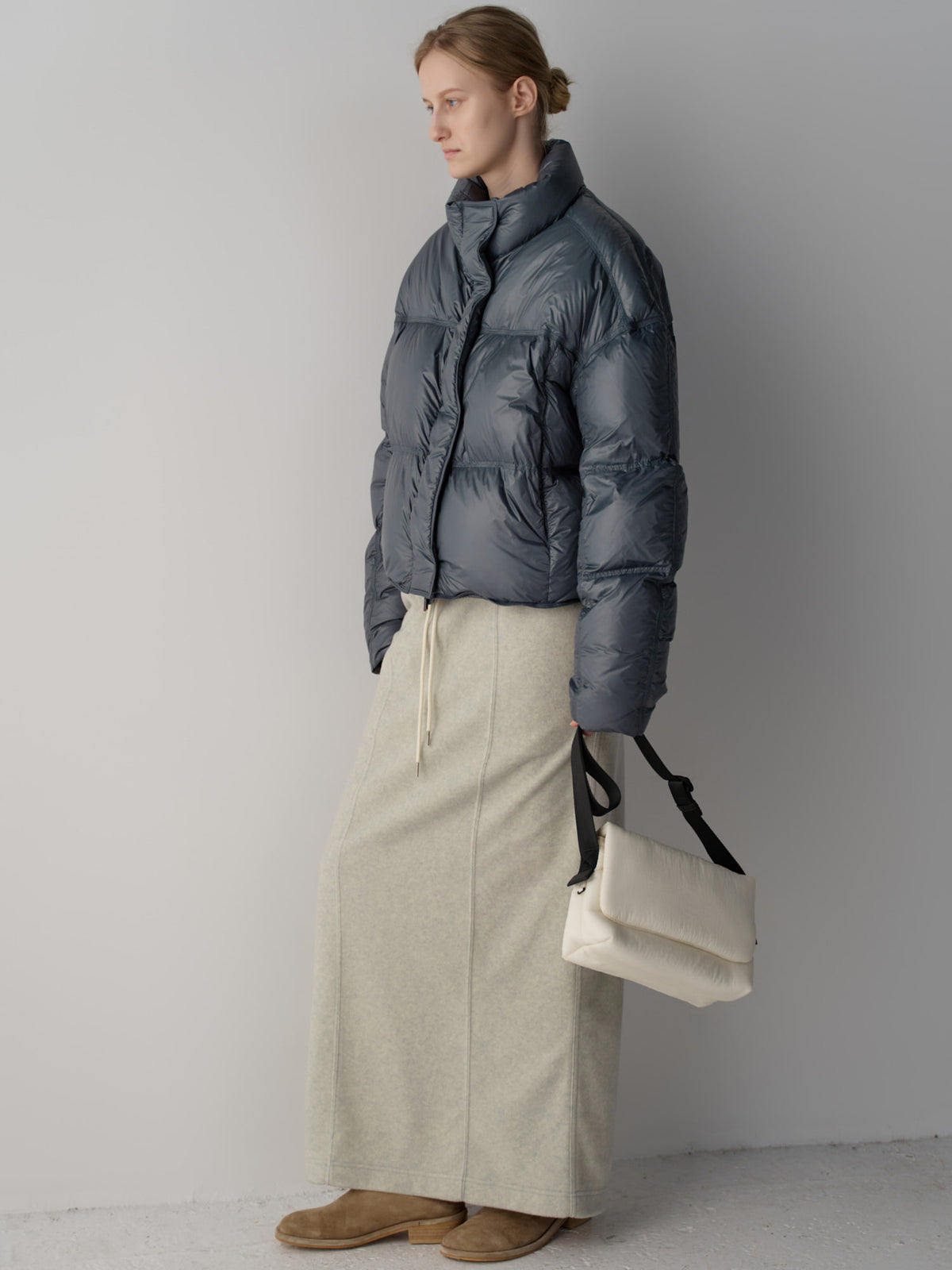 Wool Fleece Banding Skirt_oatmeal