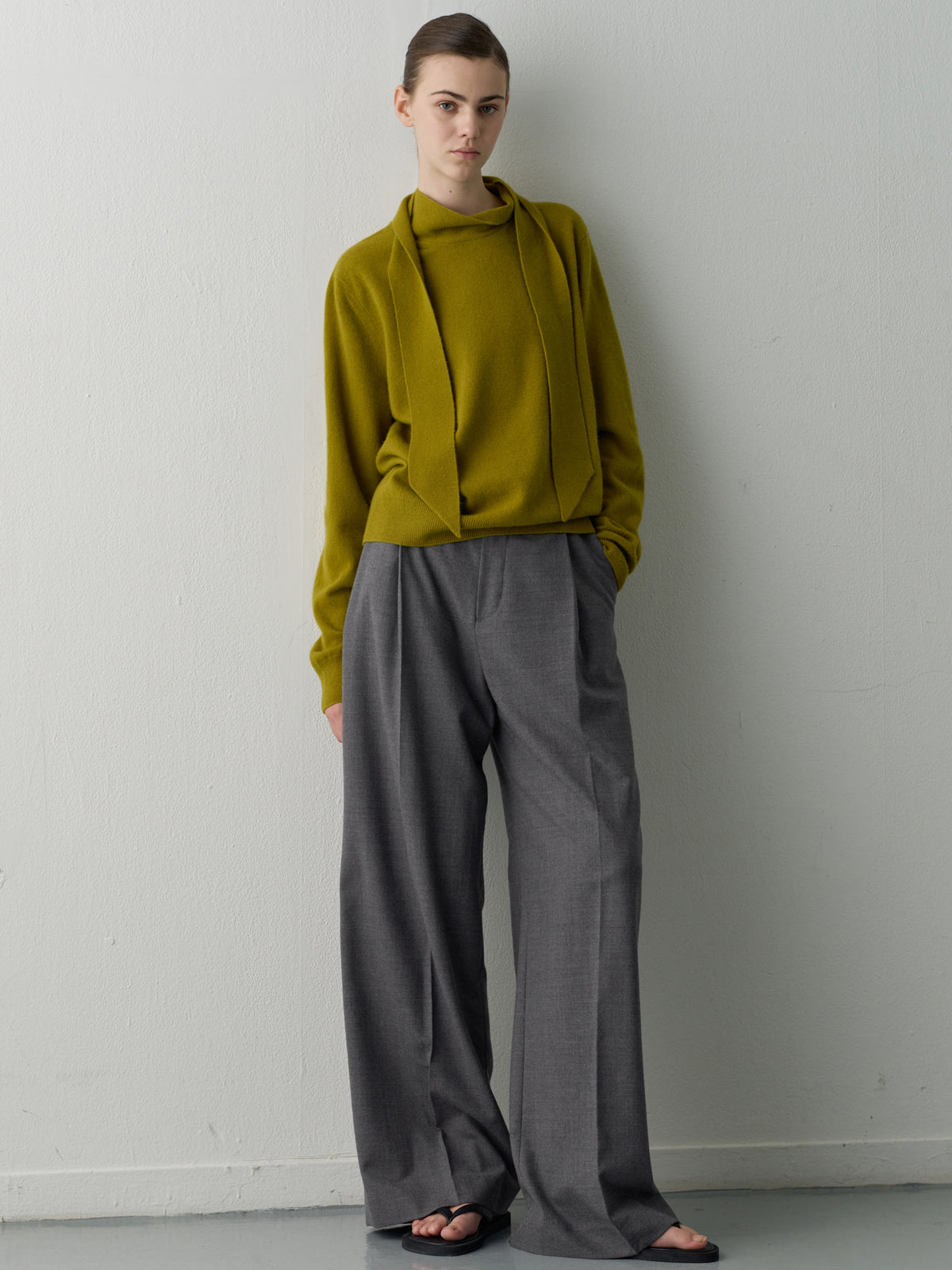 Cashmere Scarf Sweater_olive