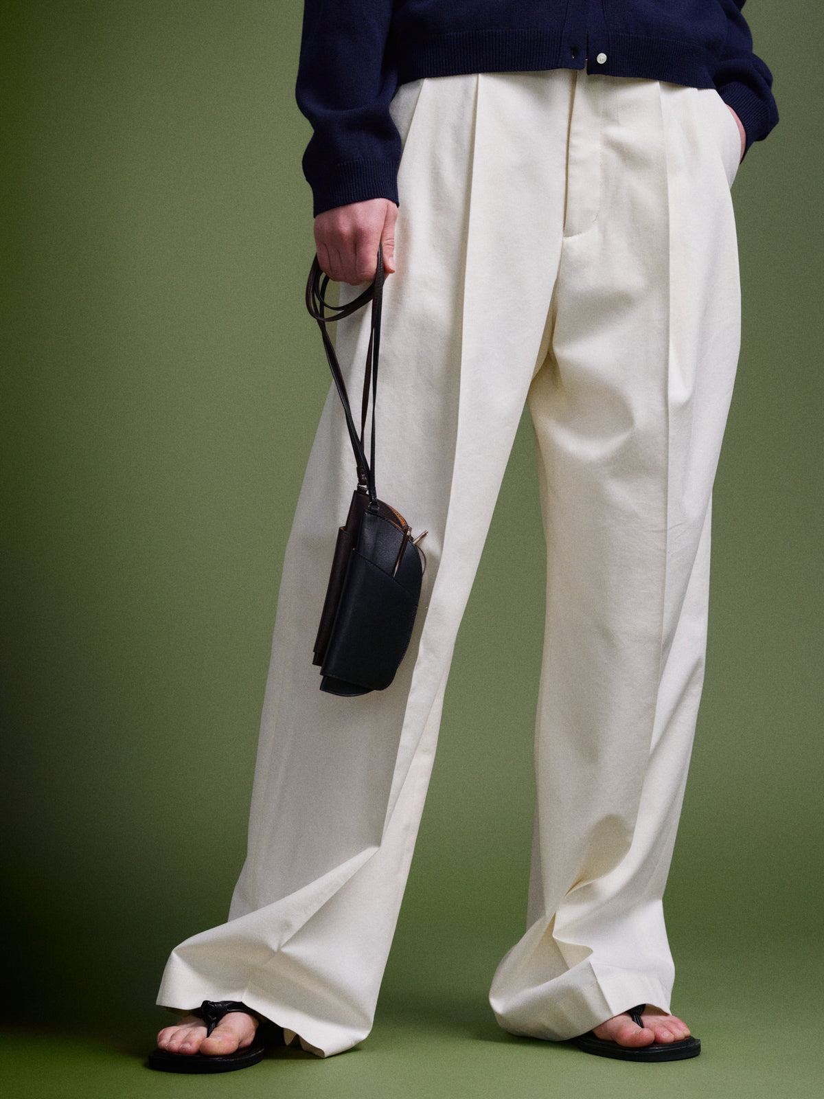 Cotton Two-Tuck Wide Pants_off white