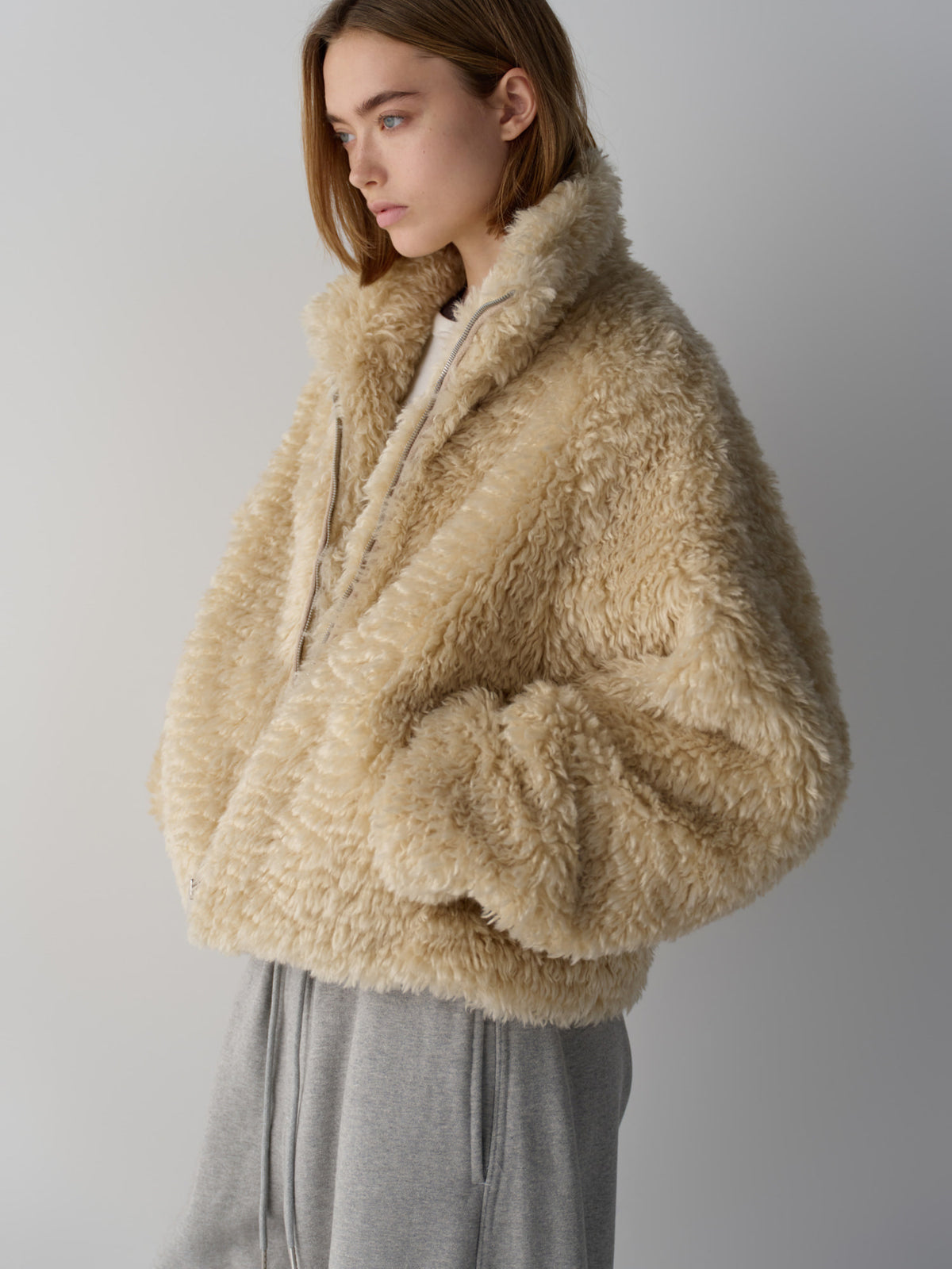 High-neck fur jumper_cream