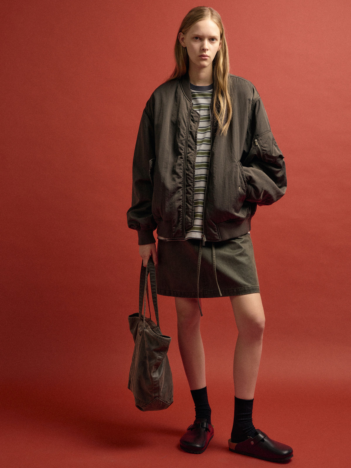 Oversized Bomber Jacket_brown