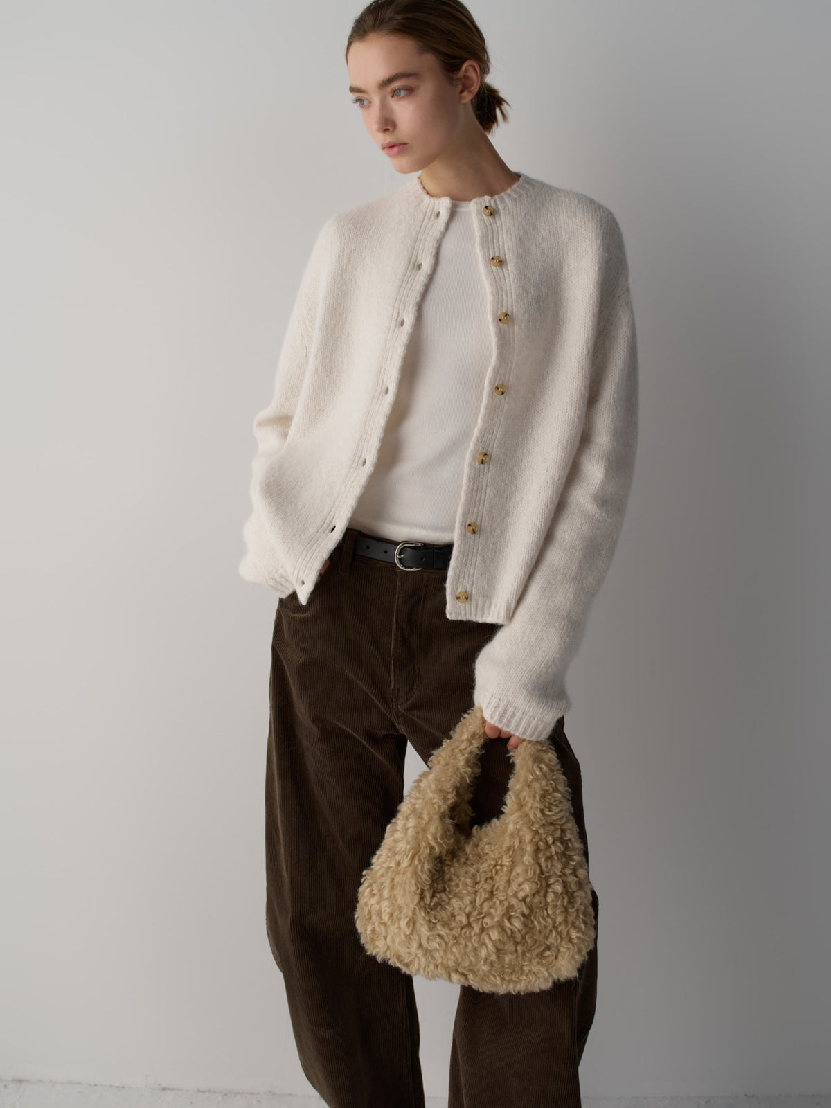 Alpaca Mock-neck Cardigan_ivory