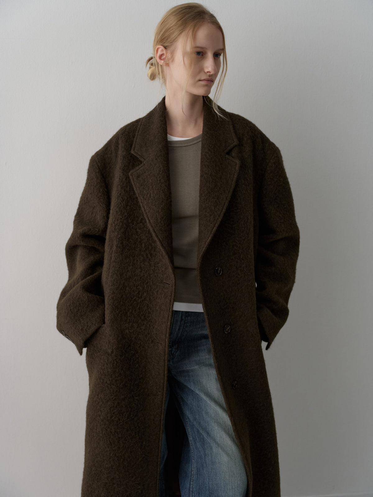 Lama Wool Single Coat_khaki
