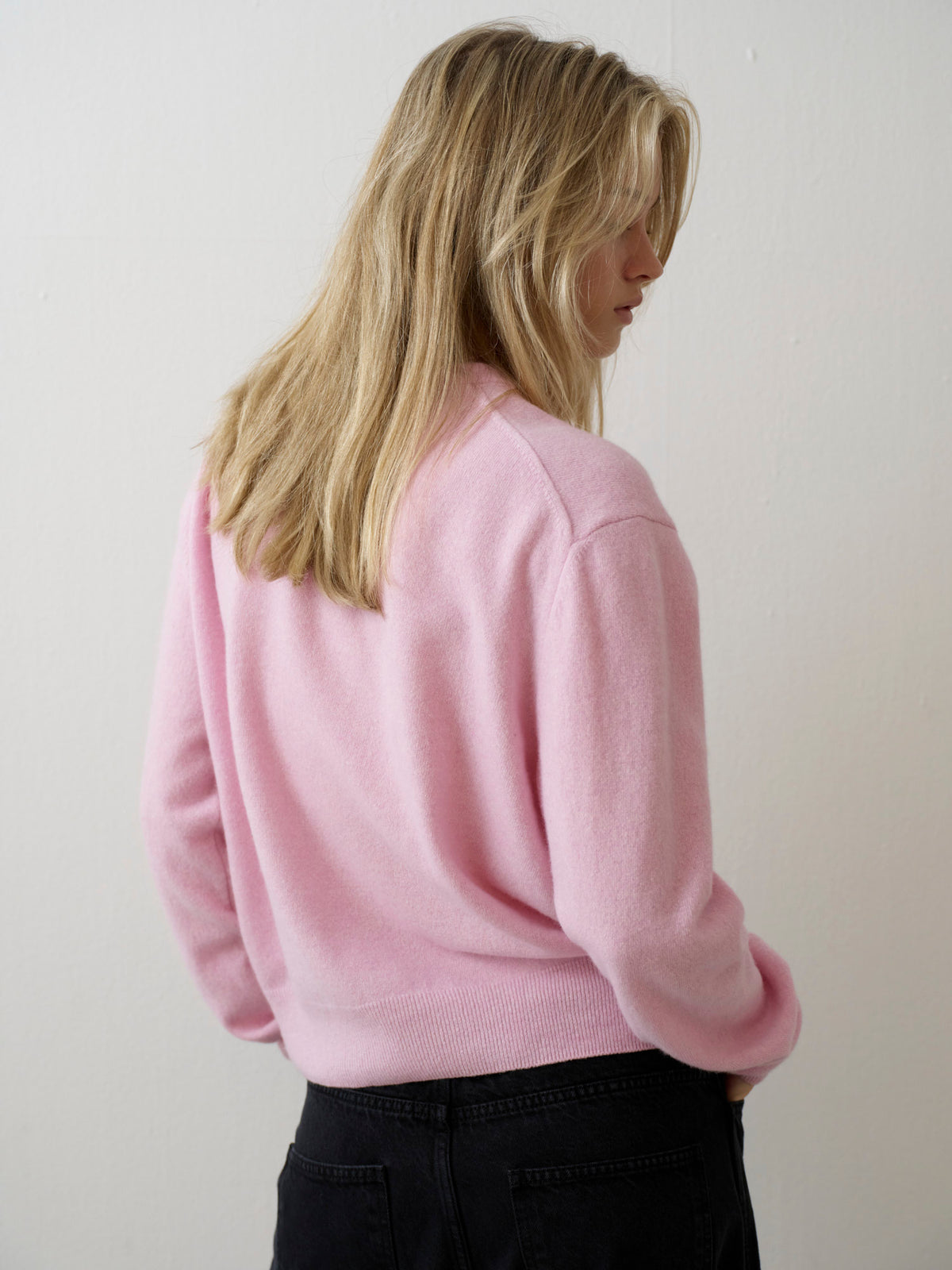 Essential V-neck Knit_fog pink