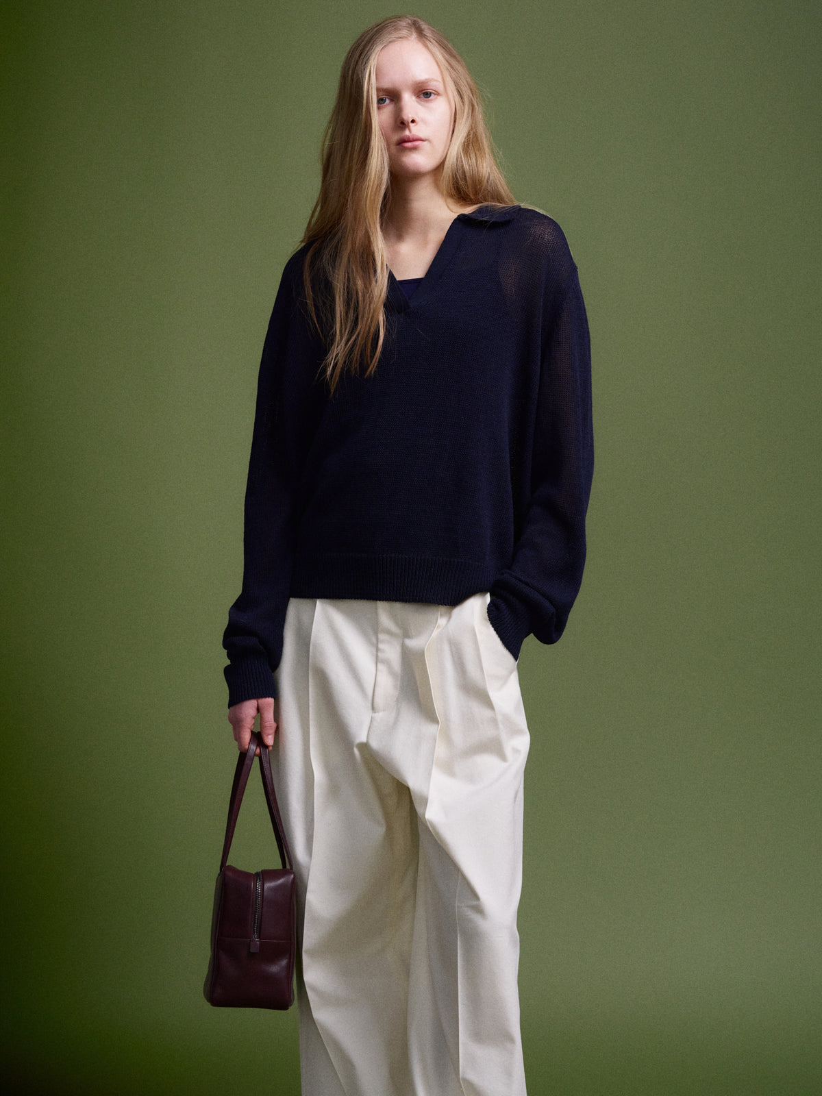 Cotton Two-Tuck Wide Pants_off white
