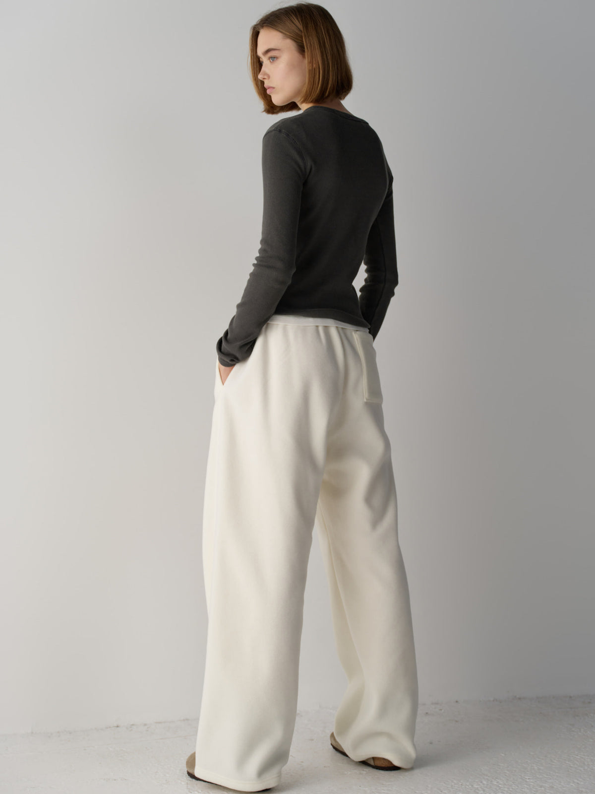 Wool Fleece Banding Pants_ivory