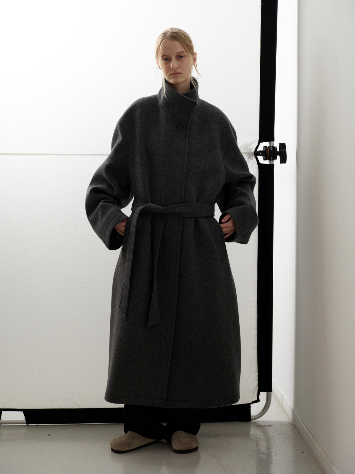 Cashmere High-neck Coat_charcoal