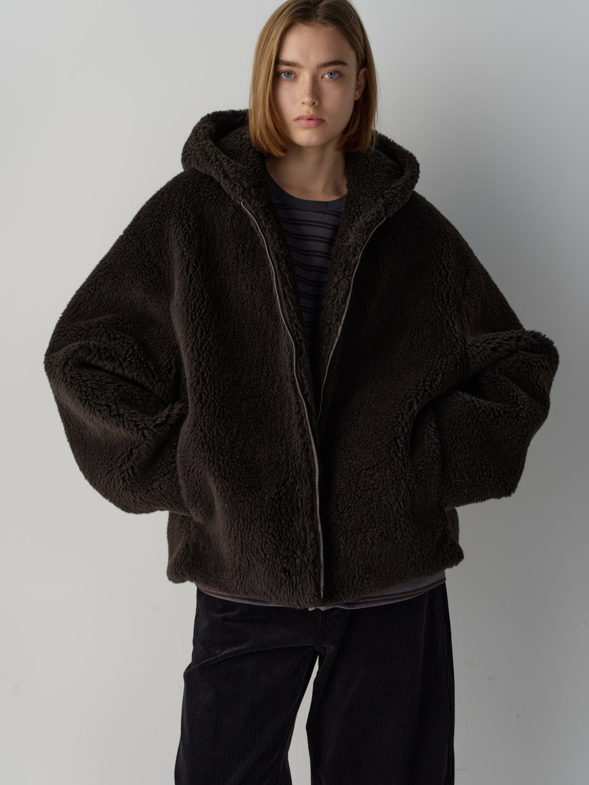 Lambswool hooded jumper_brown